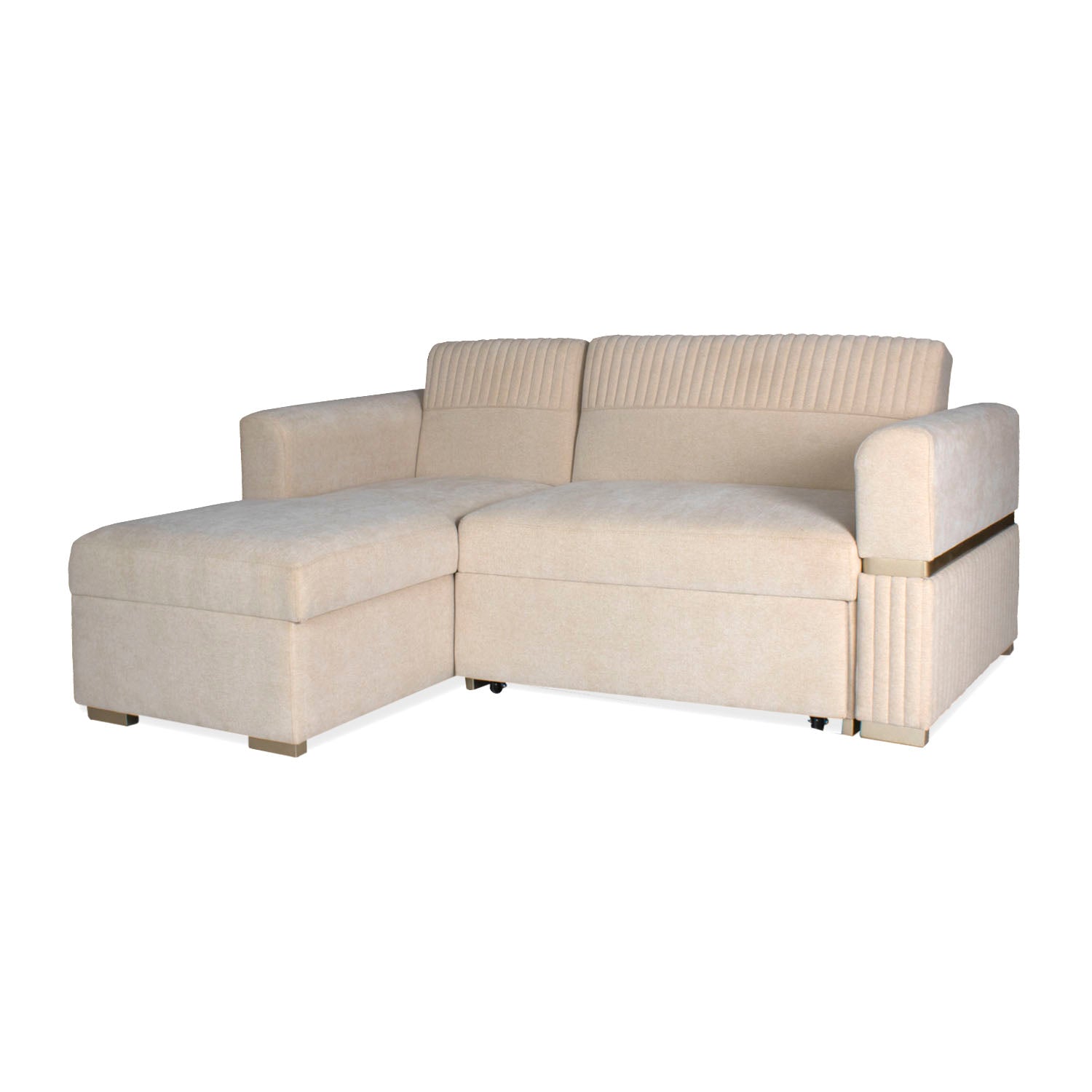 Sala Cama Dhara Chenille Almendra, Champaña 2M Lado Izquierdo Brazo Desmontable