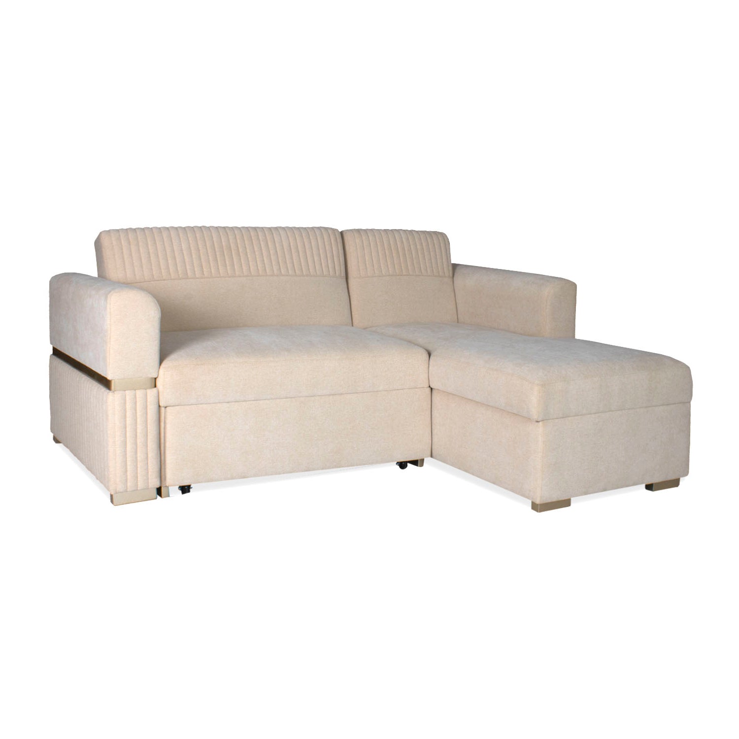 Sala Cama Dhara Chenille Almendra, Champaña 2M Lado Derecho Brazo Desmontable