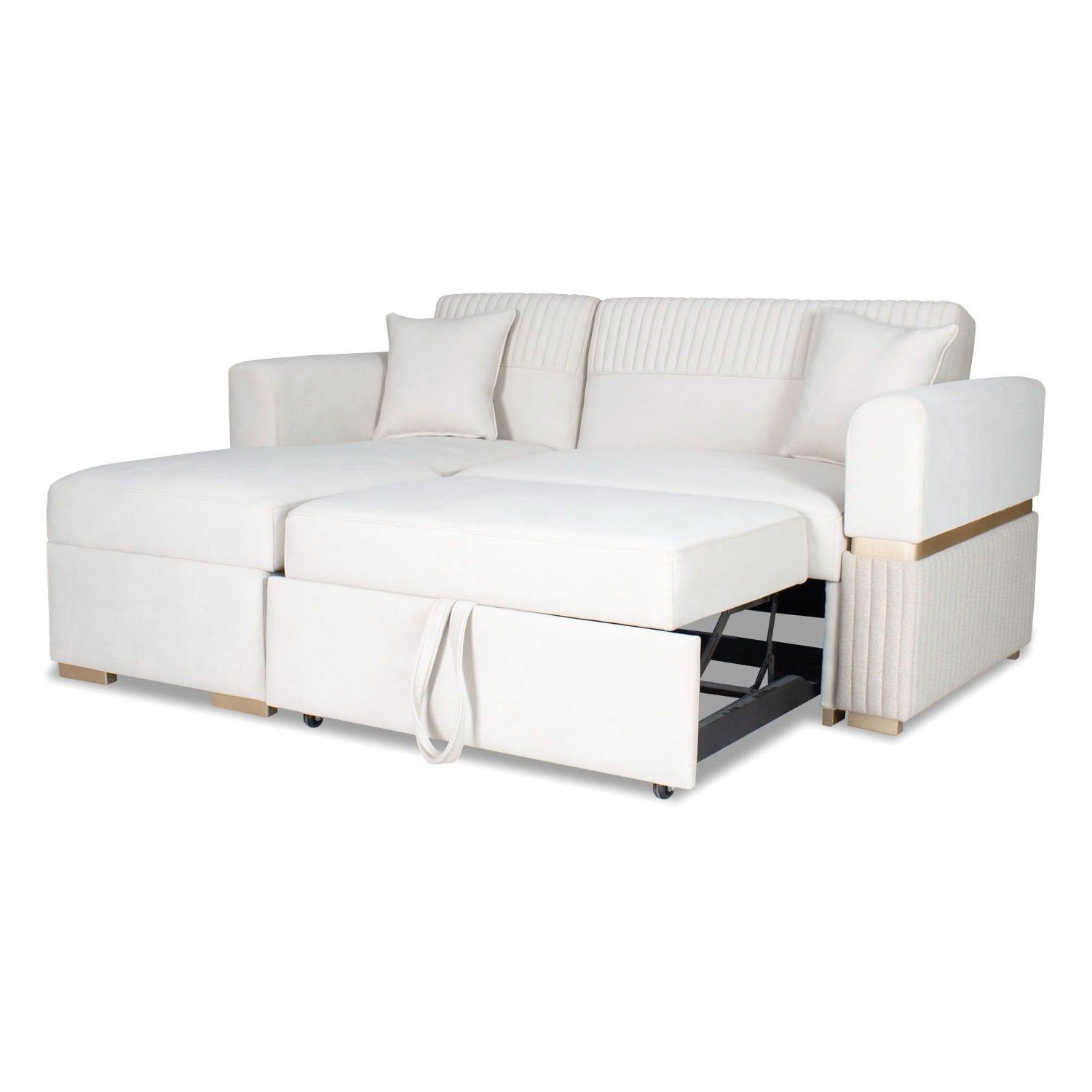 Sala Cama Dhara Eurolino Blanco Puro, Champaña Lado Izq Brazo Desmontable