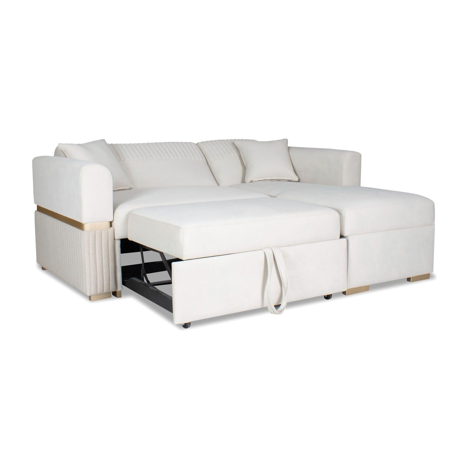 Sala Cama Dhara Eurolino Blanco Puro, Champaña Lado Der Brazo Desmontable