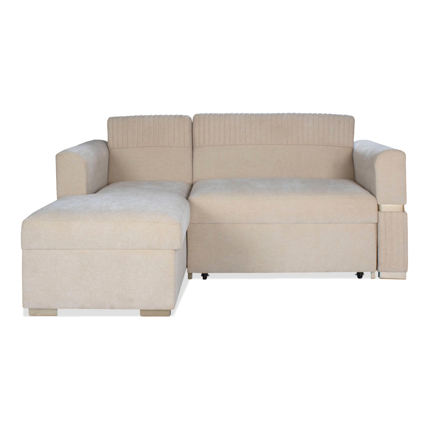 Sala Cama Dhara Chenille Almendra, Champaña 2M Lado Izquierdo Brazo Desmontable