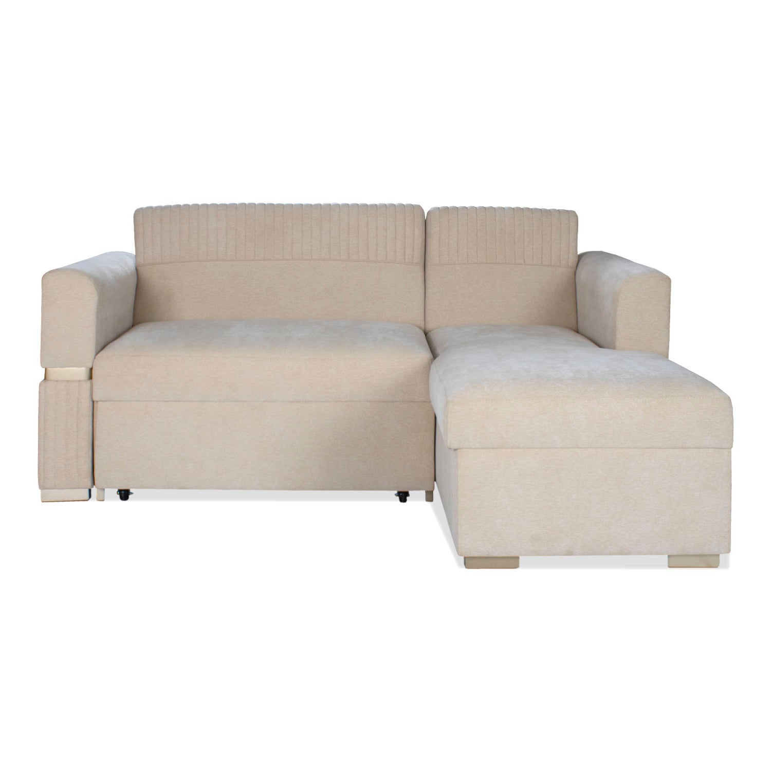 Sala Cama Dhara Chenille Almendra, Champaña 2M Lado Derecho Brazo Desmontable