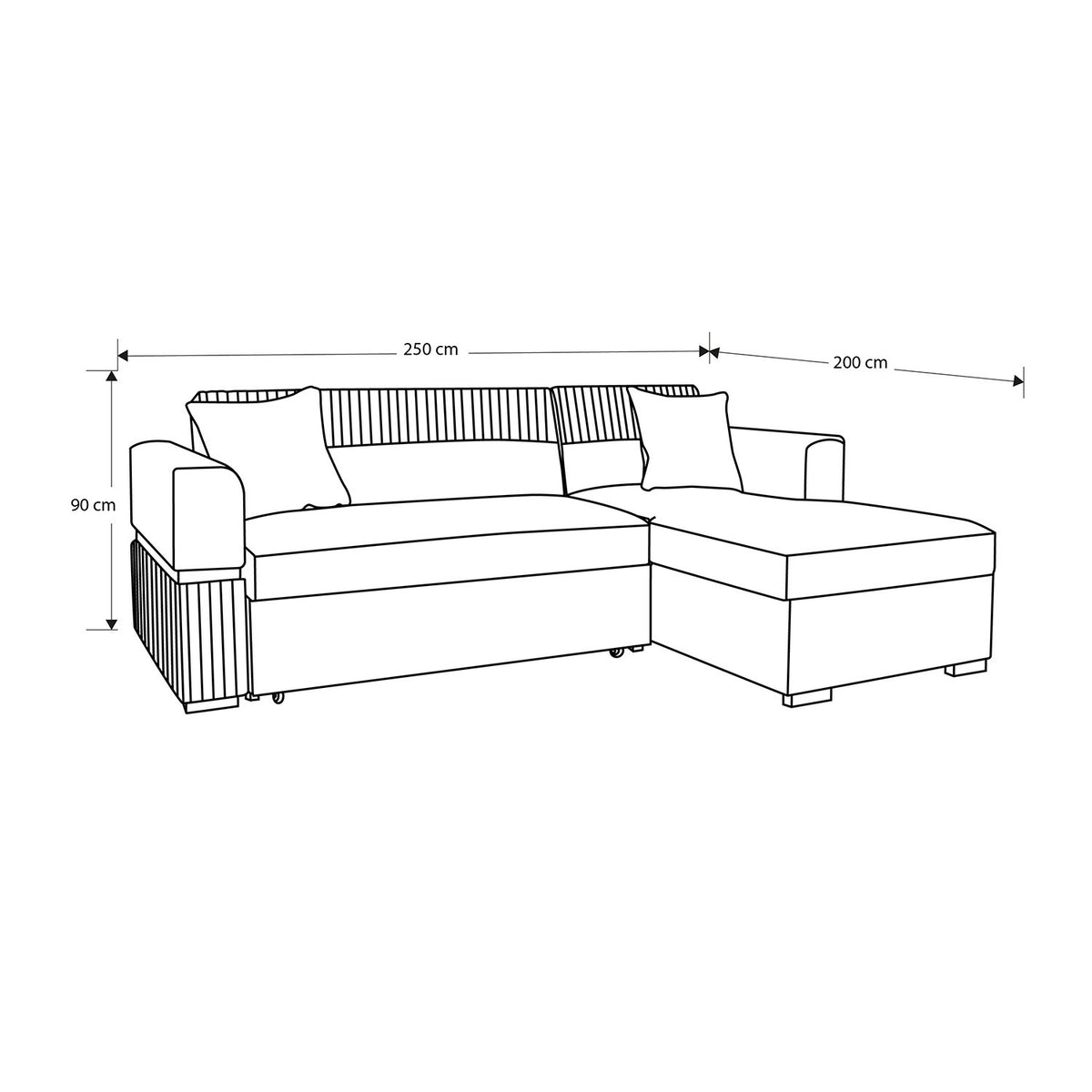 Sala Cama Dhara Chenille Almendra, Champaña Lado Derecho Brazo Desmontable