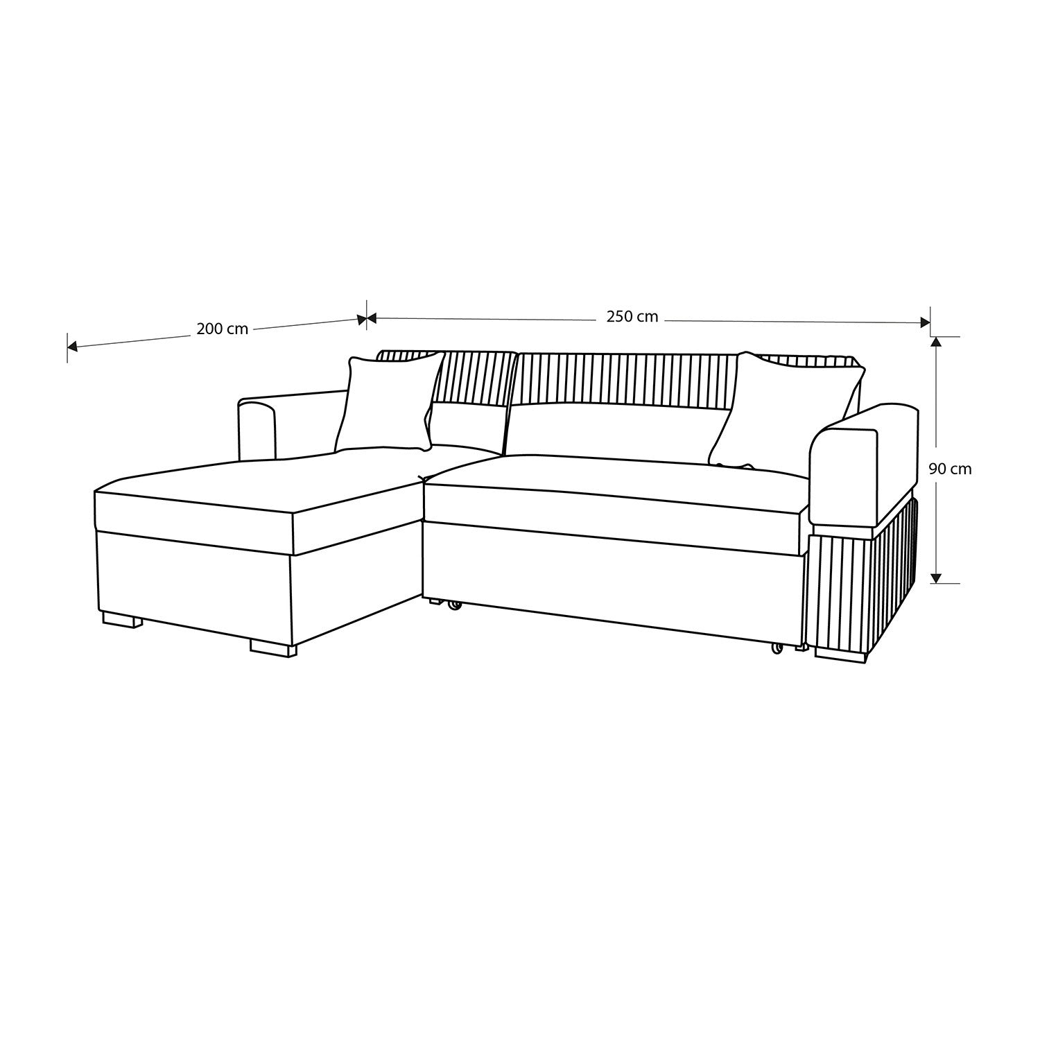 Sala Cama Dhara Chenille Almendra, Champaña 2M Lado Izquierdo Brazo Desmontable
