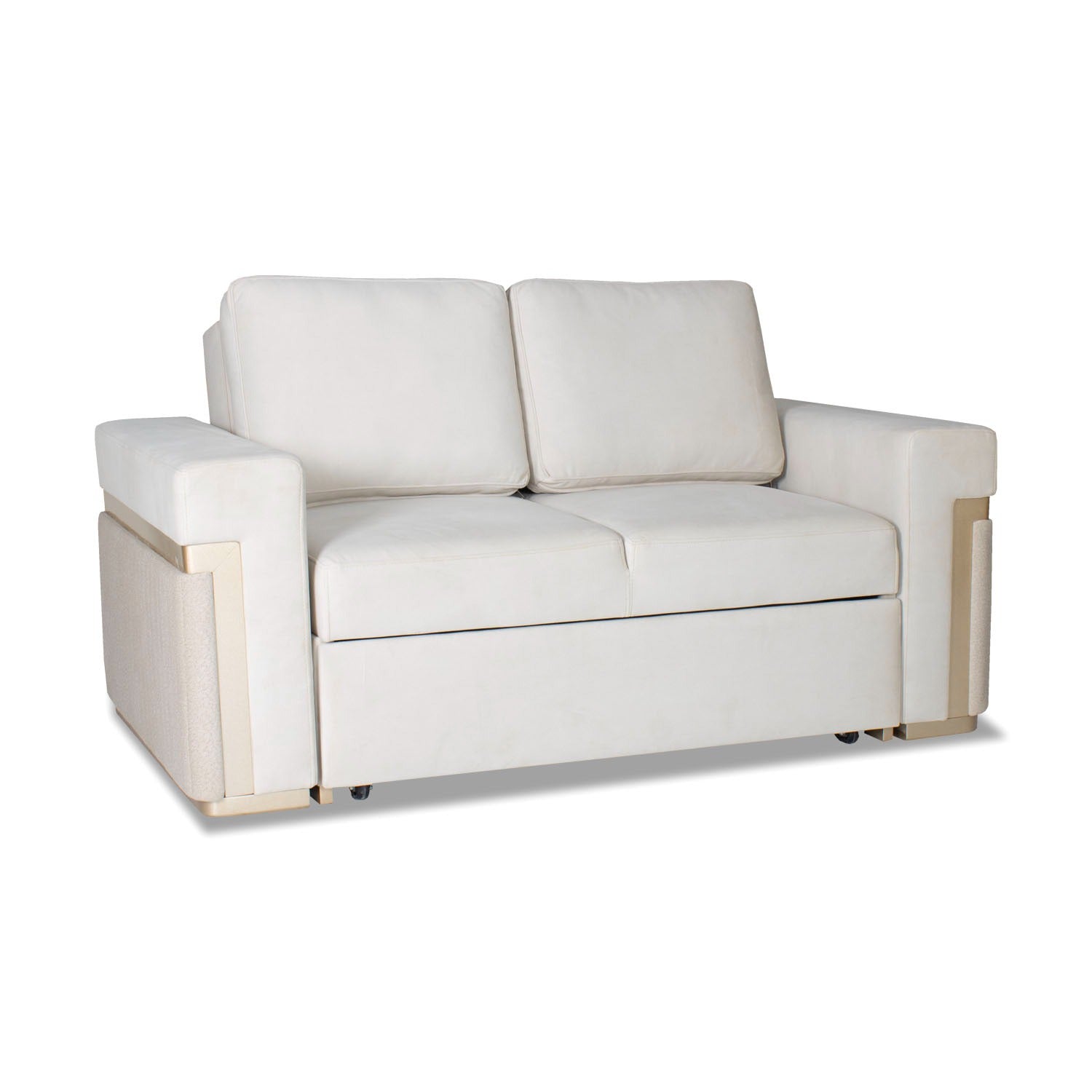 Sofá Cama Dante Velvet Siena Marfil, Champaña 167 Cm Brazo Desmontable