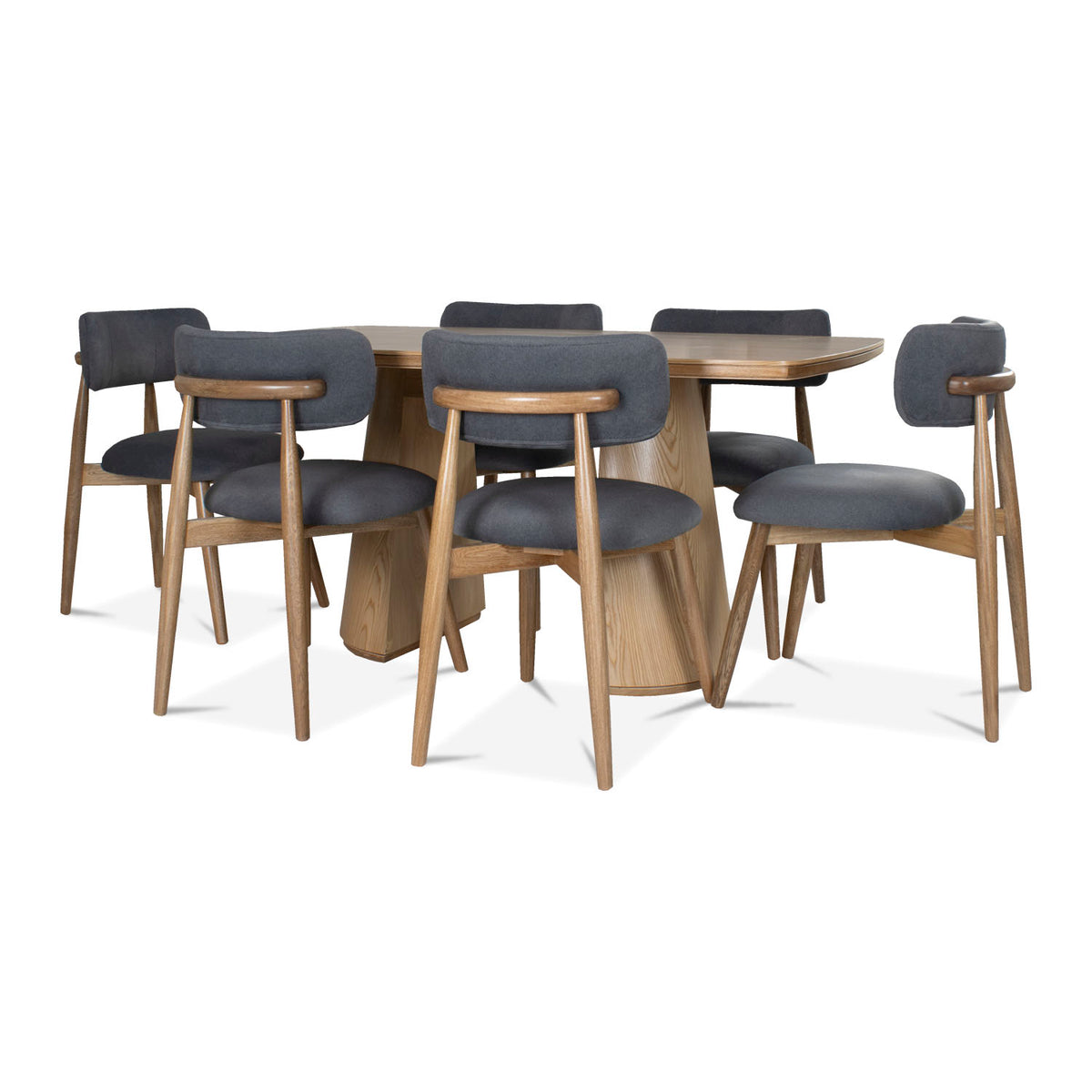 Comedor 6 Puestos Ankara Velvet Primada Plomo, Natural