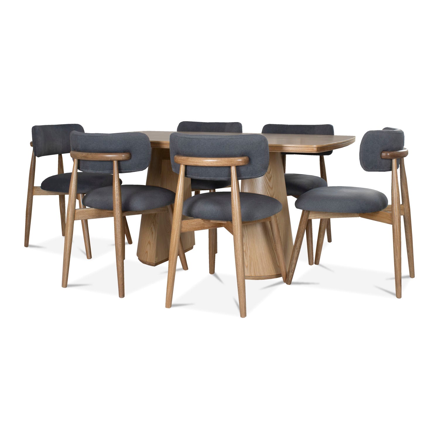 Comedor 6 Puestos Ankara Velvet Primada Plomo, Natural