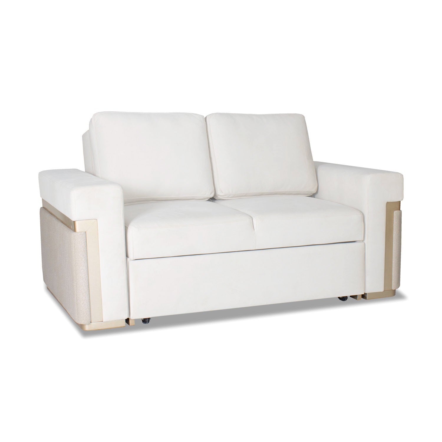 Sofá Cama Dante Eurolino Blanco Puro, Champaña 167 Cm Brazo Desmontable