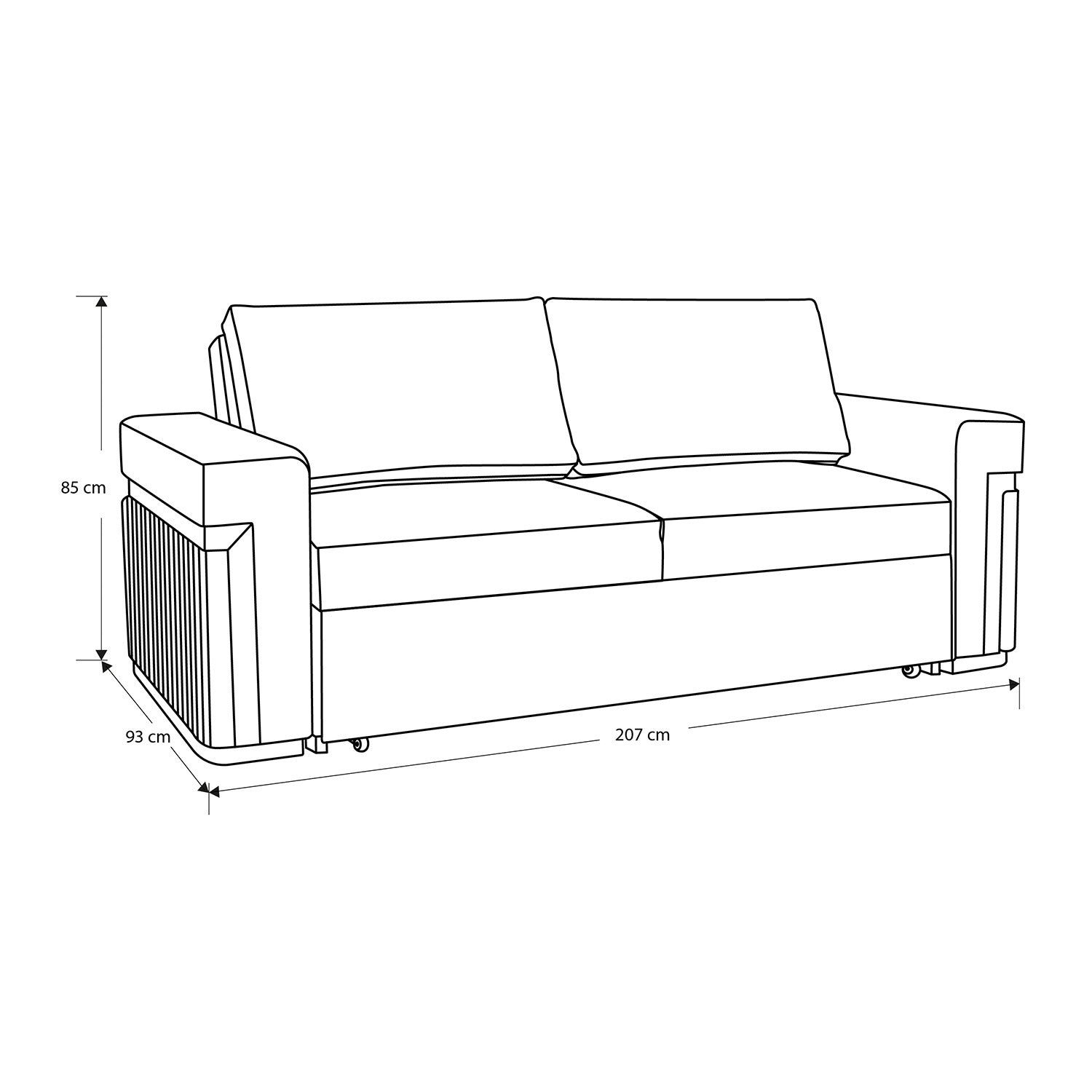 Sofá Cama Dante Eurolino Blanco Puro, Champaña 2M Brazo Desmontable