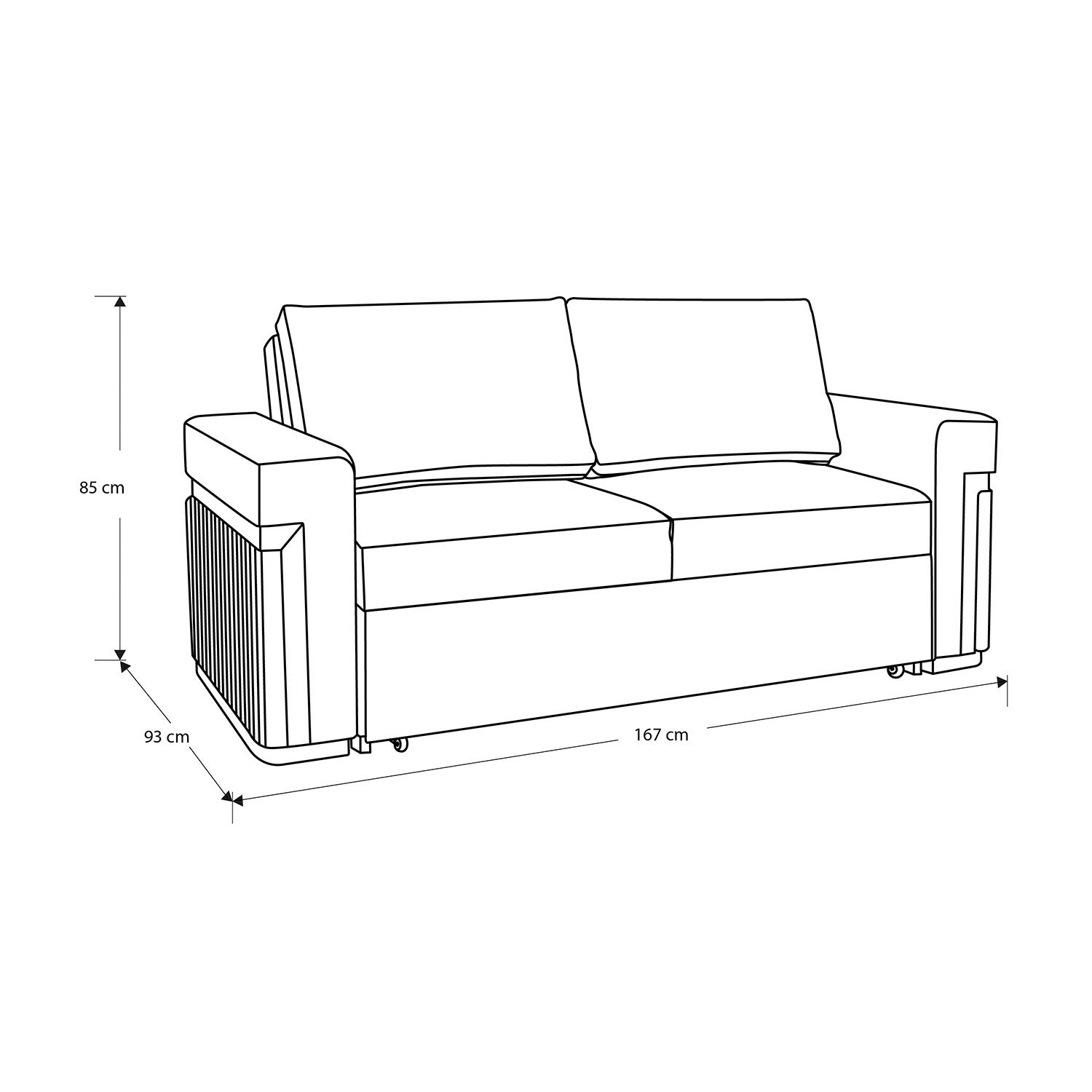 Sofá Cama Dante Eurolino Blanco Puro, Champaña 167 Cm Brazo Desmontable