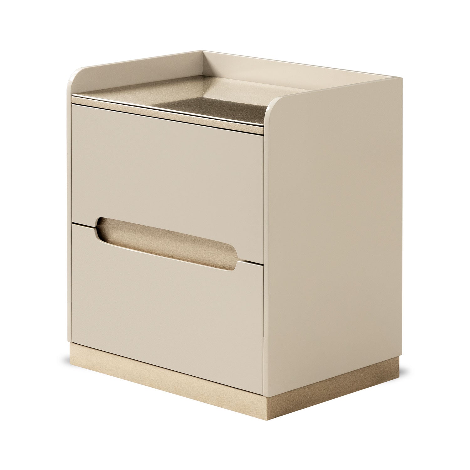 Mesa de Noche Bilbao Greige, Champaña Ultraglass