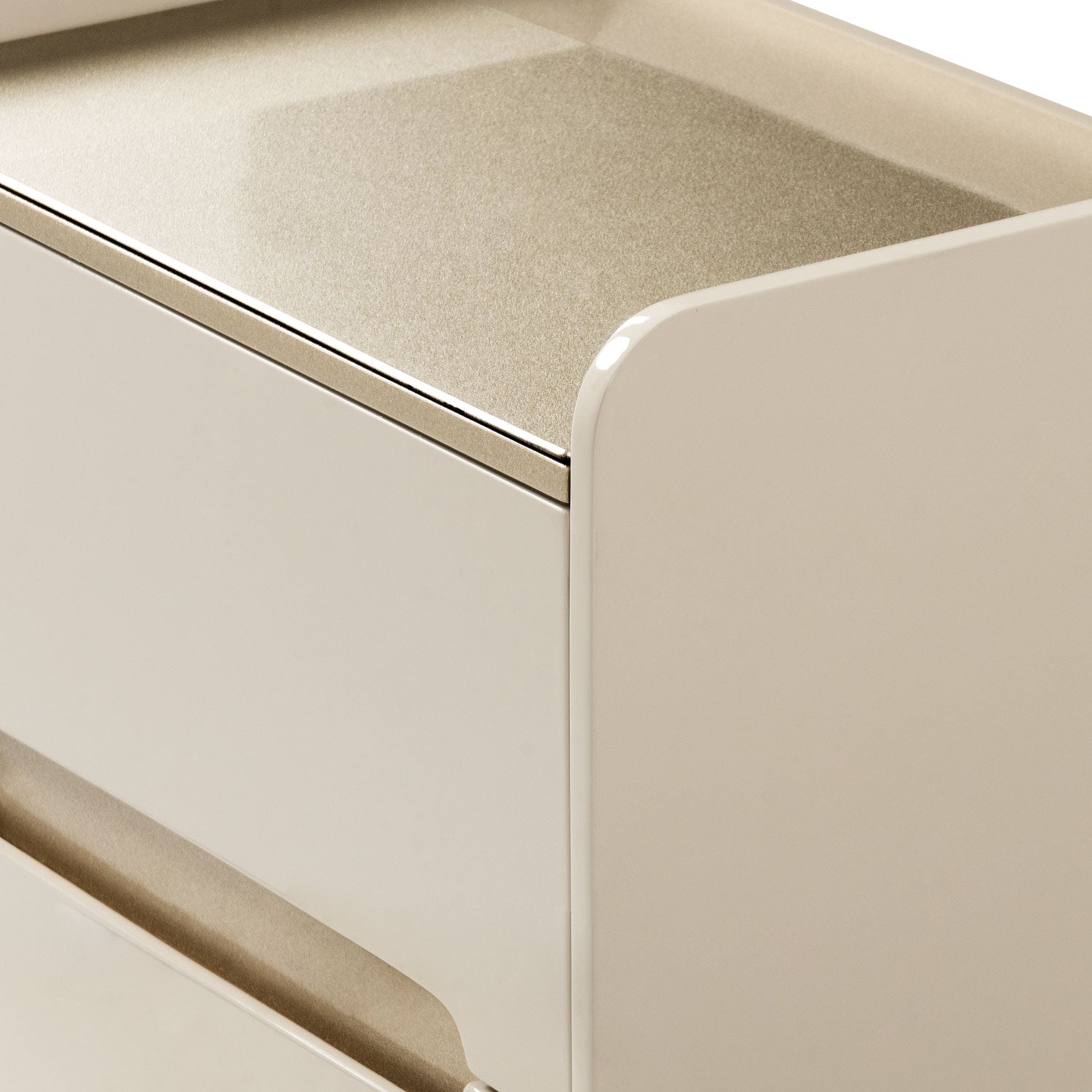 Mesa de Noche Bilbao Greige, Champaña Ultraglass