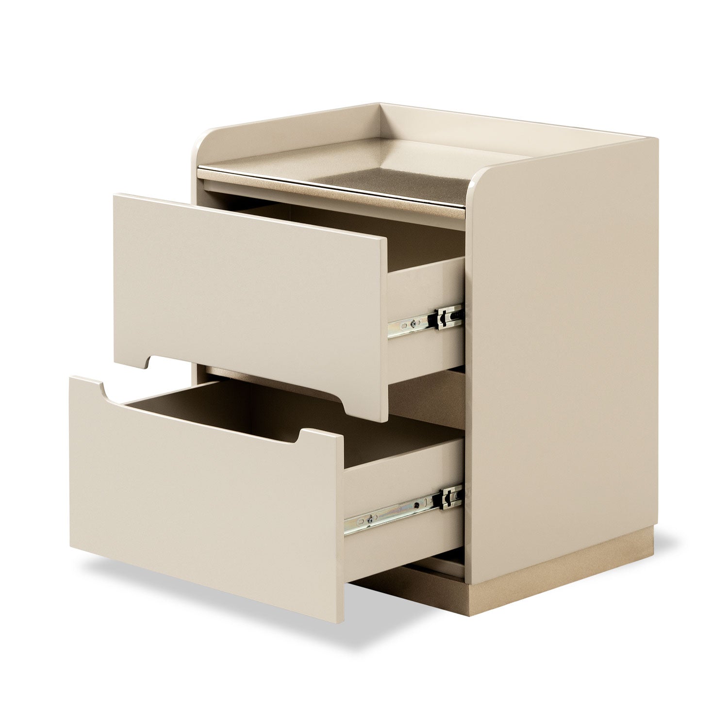 Mesa de Noche Bilbao Greige, Champaña Ultraglass