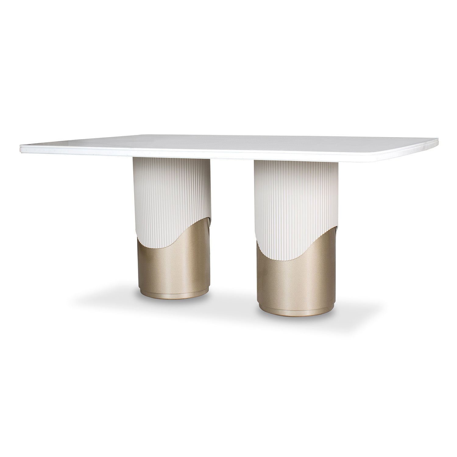 Comedor 6 Puestos Kanon Lino Touch Almendra, Eurolino Blanco, Champaña