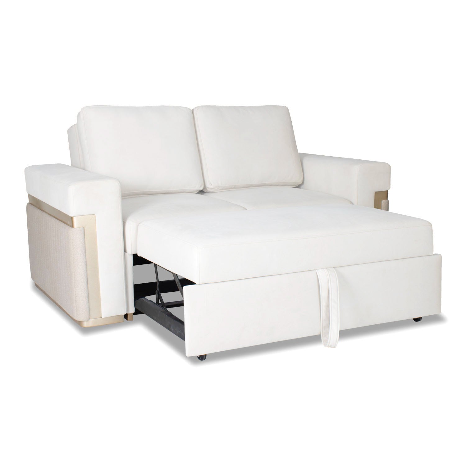 Sofá Cama Dante Eurolino Blanco Puro, Champaña 167 Cm Brazo Desmontable