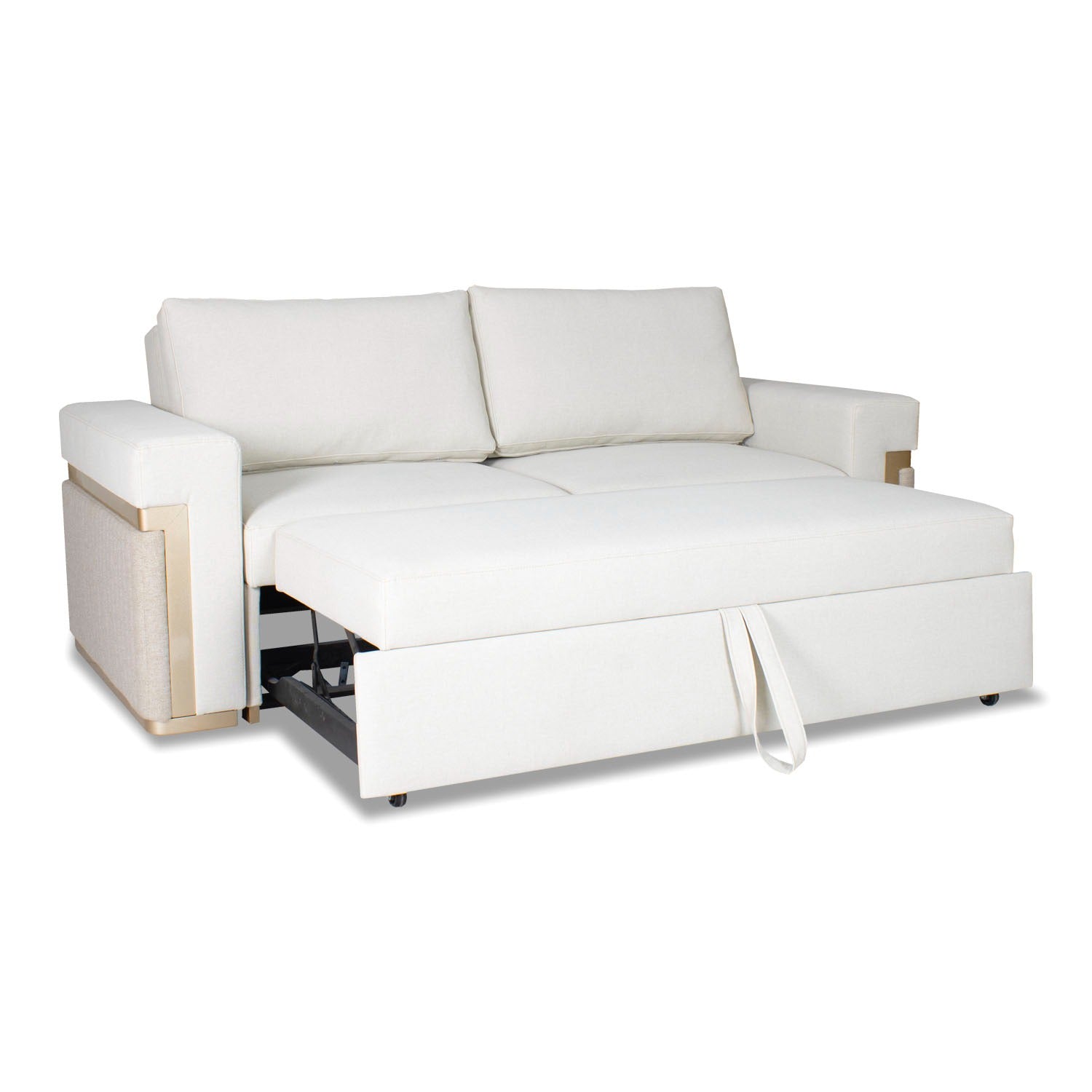 Sofá Cama Dante Eurolino Blanco Puro, Champaña 2M Brazo Desmontable