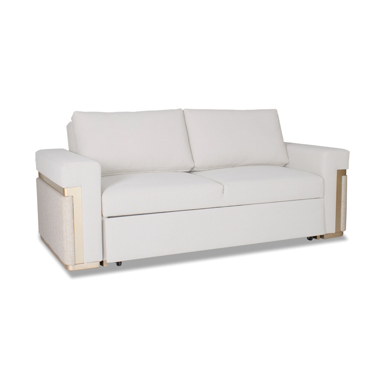 Sofá Cama Dante Velvet Siena Marfil, Champaña 2M Brazo Desmontable