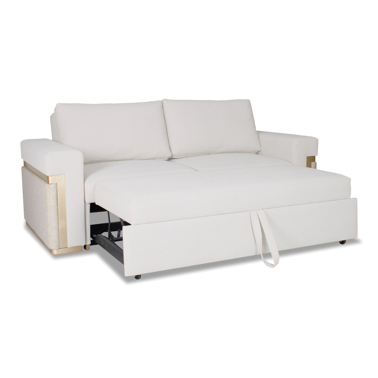 Sofá Cama Dante Velvet Siena Marfil, Champaña 2M Brazo Desmontable