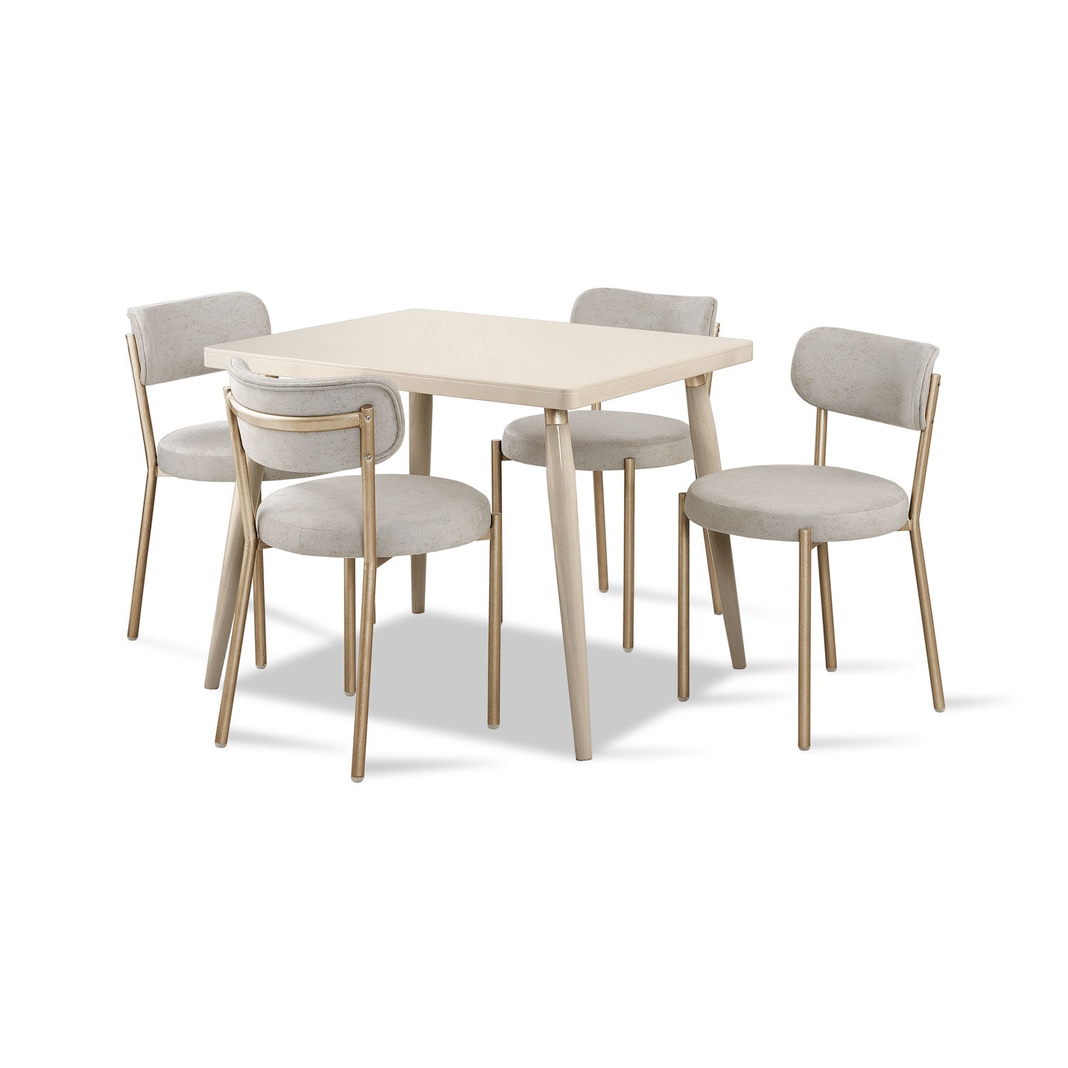 Comedor 4 Puestos Arthur Velvet Eleganza Crudo, Champaña