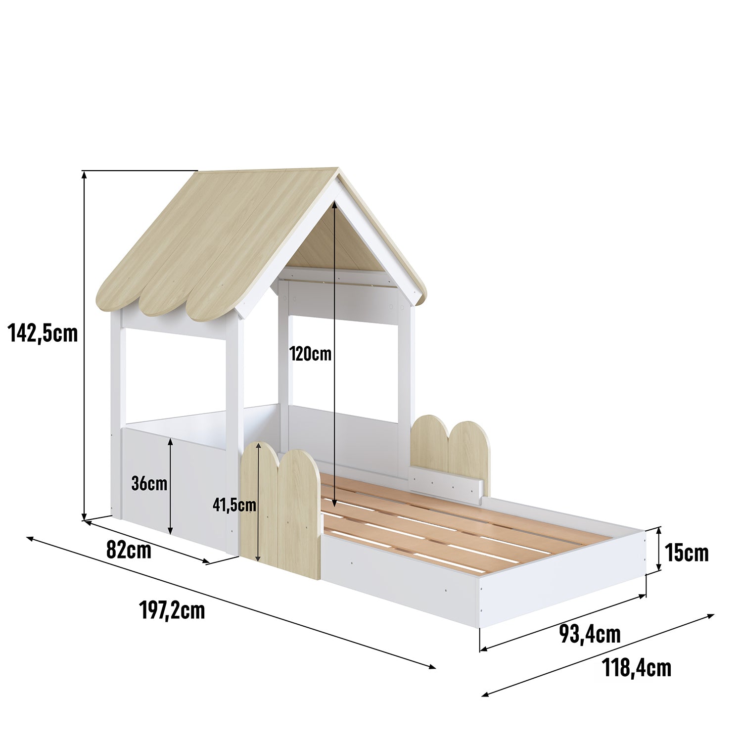 Cama Infantil 0.90 Emilly Natural, Blanco