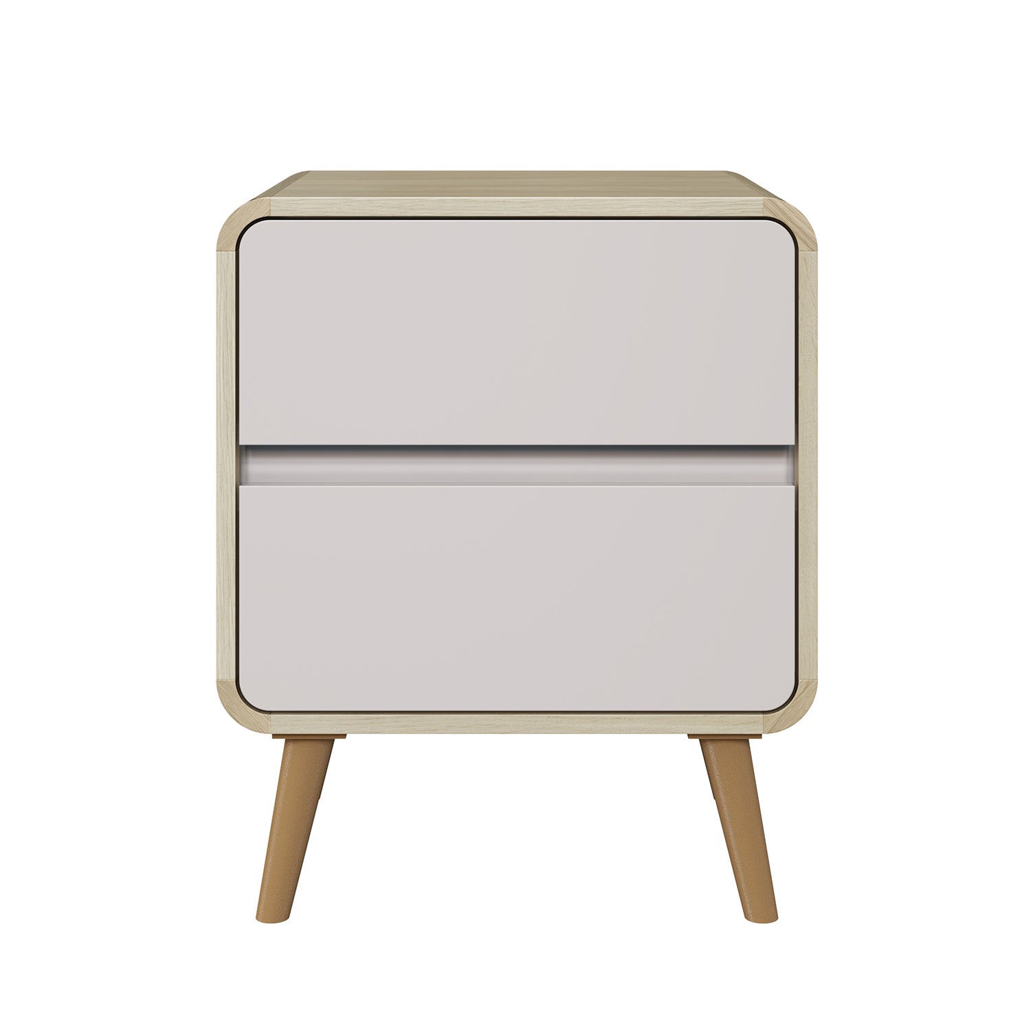 Mesa De Noche Brandon Natural, Taupe 2 Gavetas