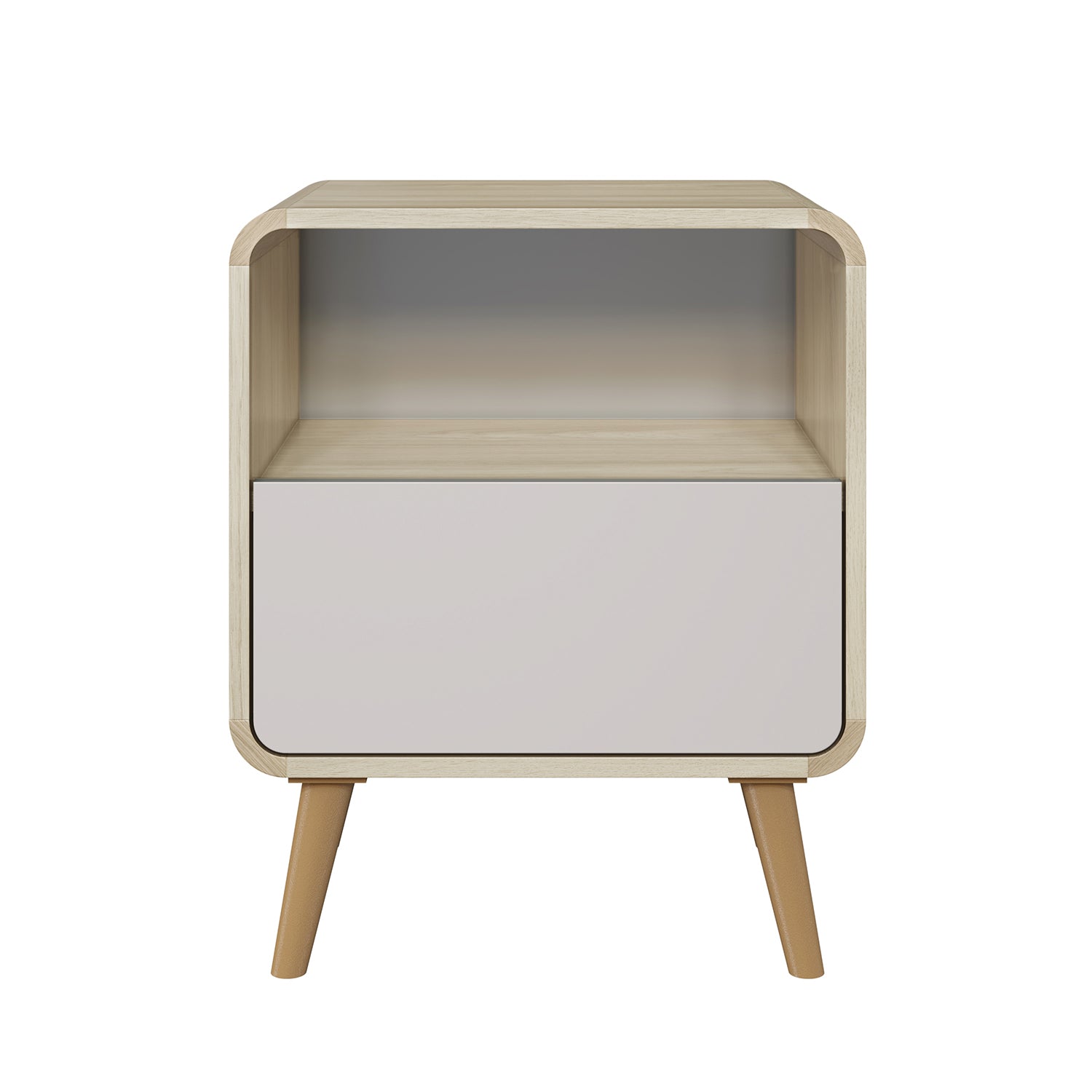 Mesa De Noche Brandon Natural, Taupe 1 Gaveta