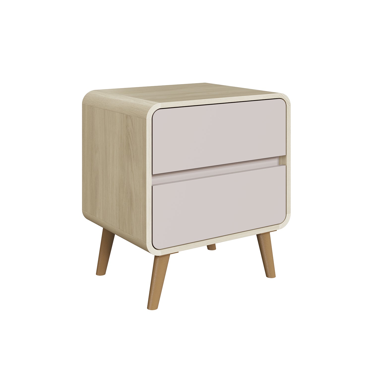 Mesa De Noche Brandon Natural, Taupe 2 Gavetas