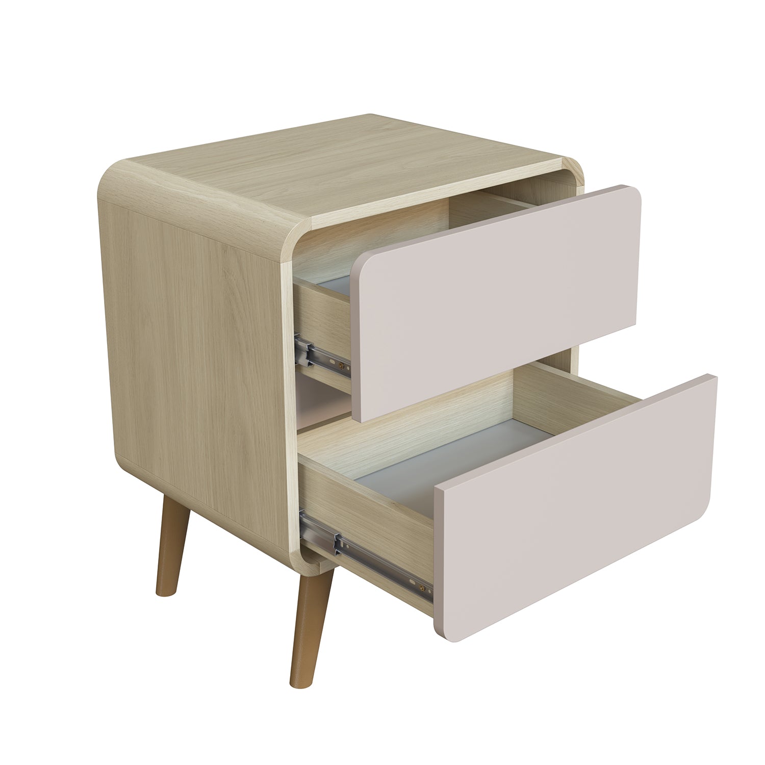 Mesa De Noche Brandon Natural, Taupe 2 Gavetas