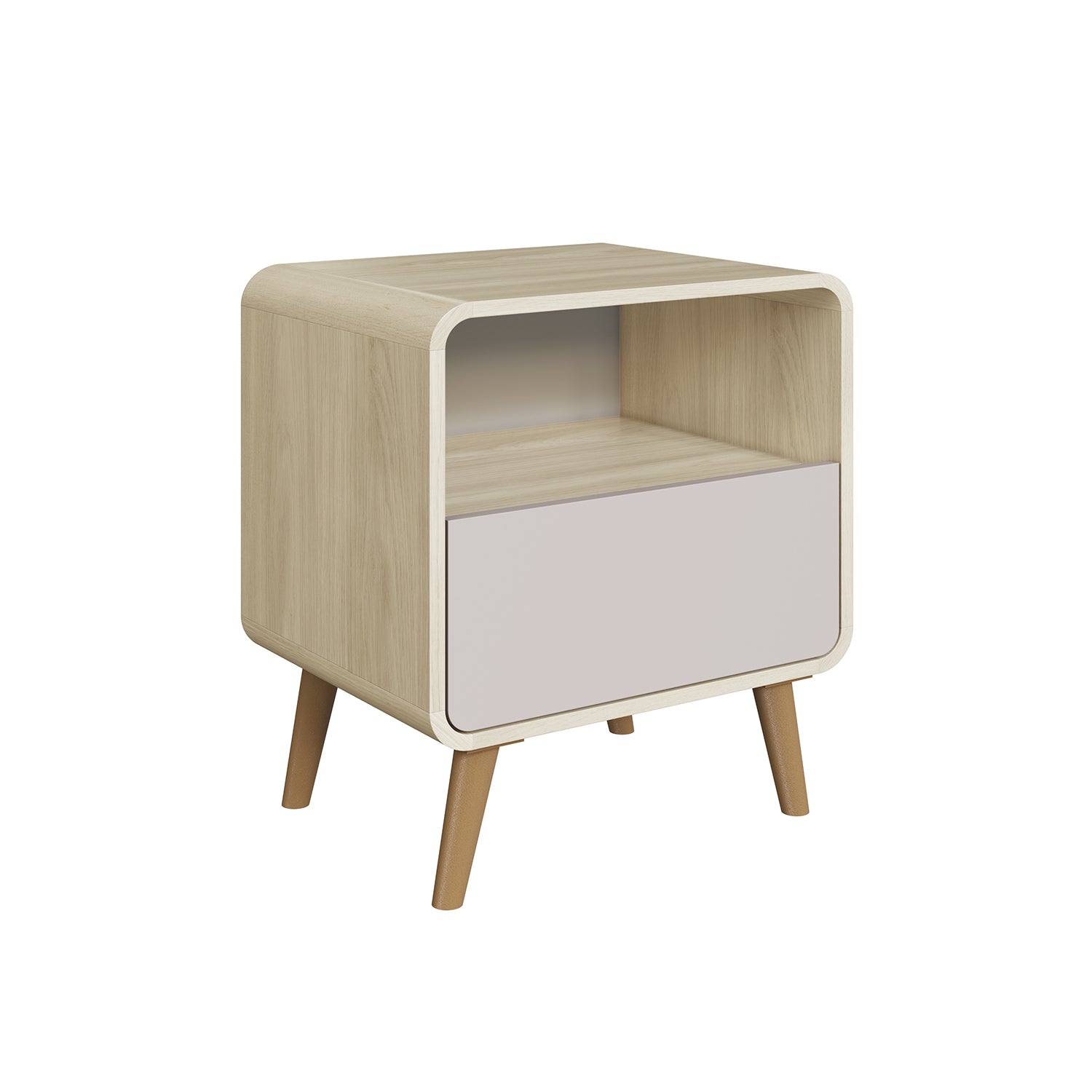Mesa De Noche Brandon Natural, Taupe 1 Gaveta