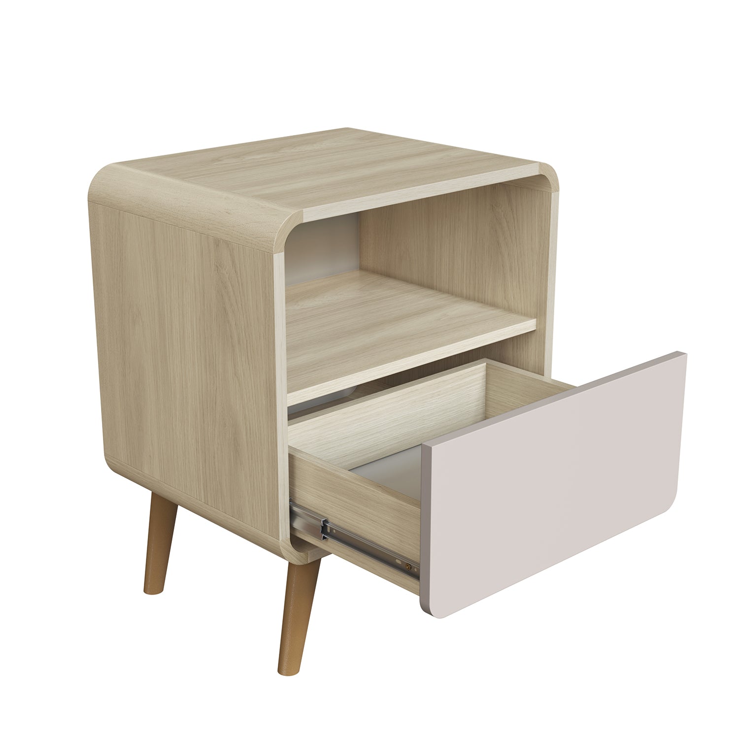 Mesa De Noche Brandon Natural, Taupe 1 Gaveta