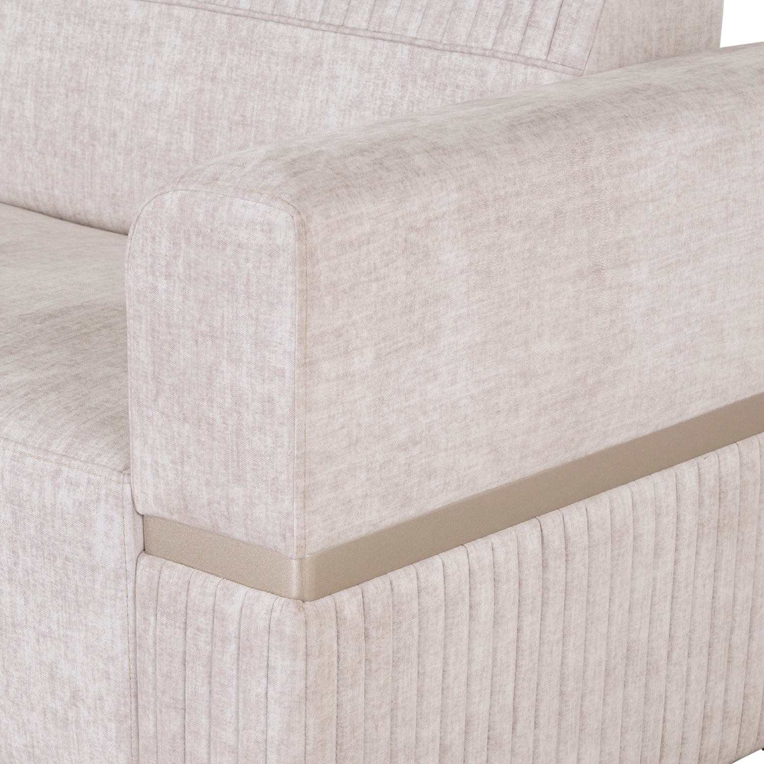 Sofá en L Dhara Velvet Atlas Marmol, Champaña 3 Piezas Brazo Desmontable