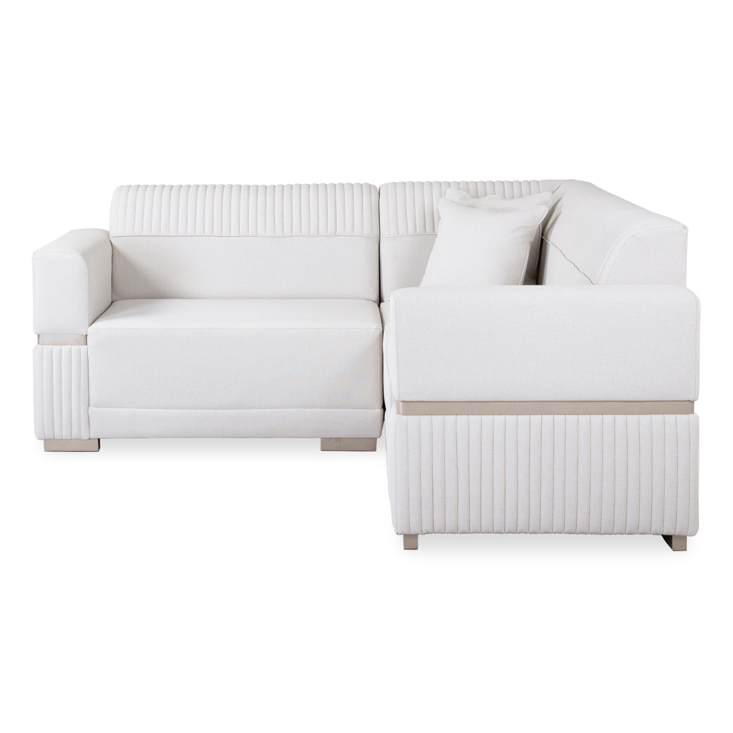 Sofá en L Dhara Eurolino Blanco, Champaña 3 Piezas Brazo Desmontable