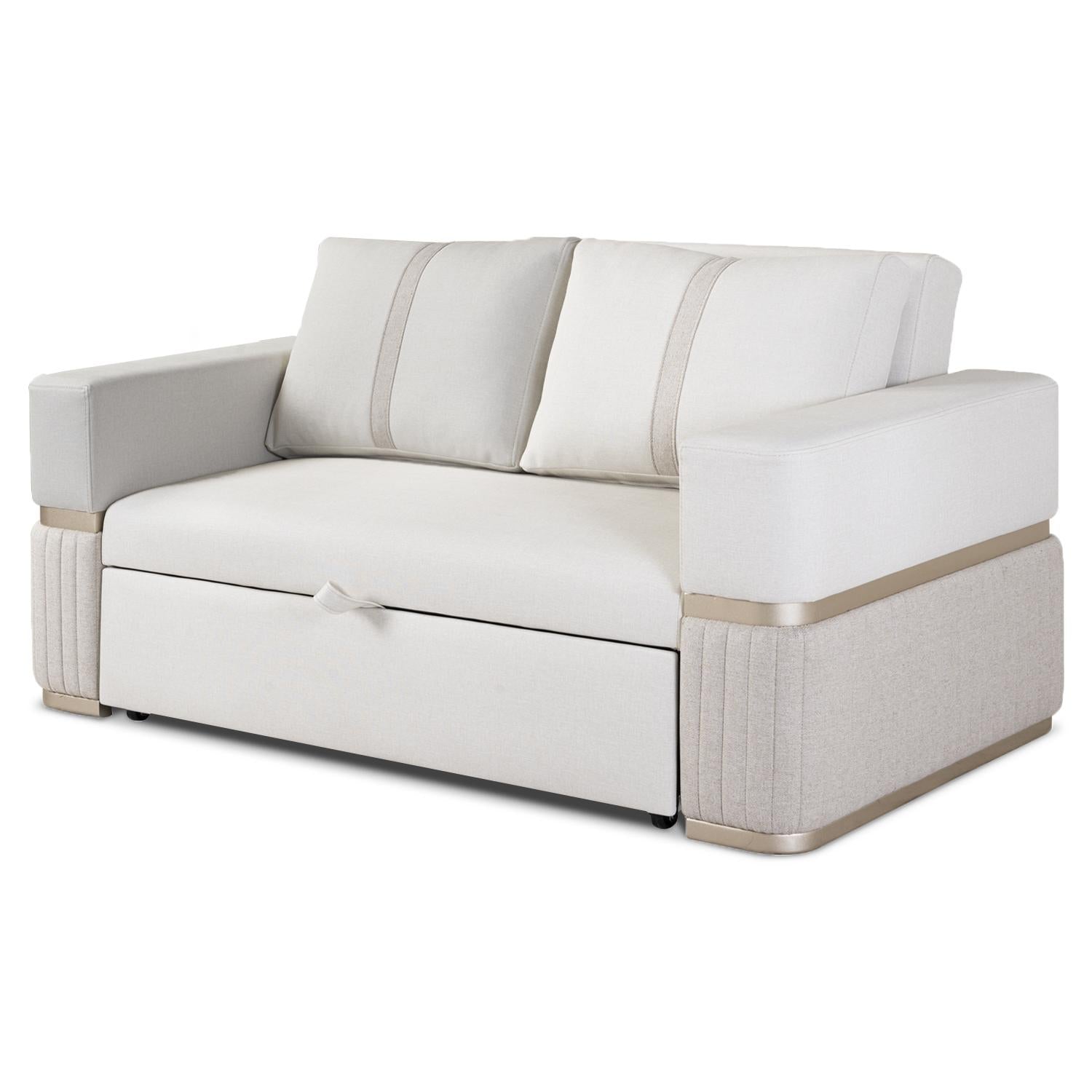 Sofá Cama Dior Eurolino Blanco, Champaña Brazo Desmontable