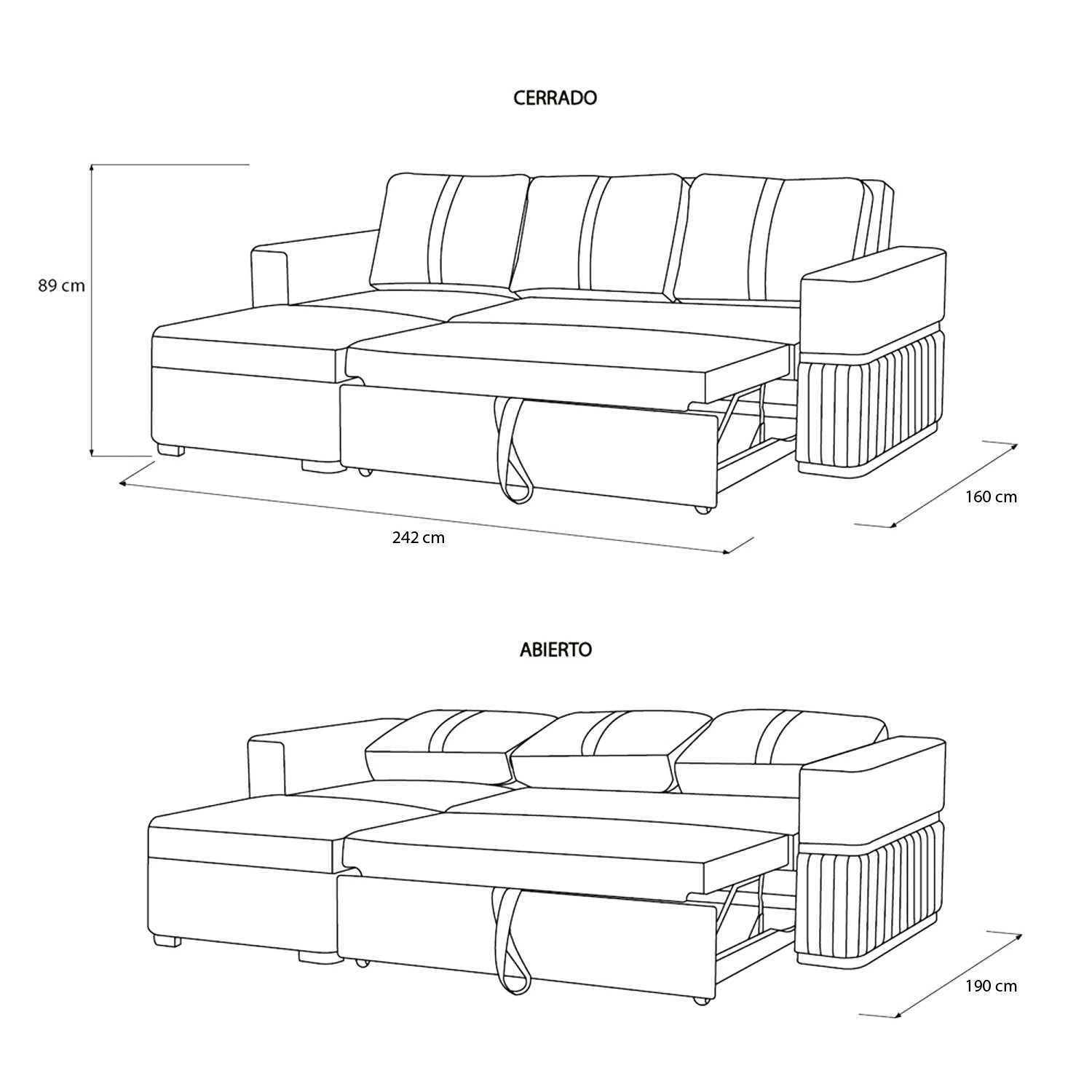 Sala Cama Dior Eurolino Blanco, Champaña Lado Izq Brazo Desmontable