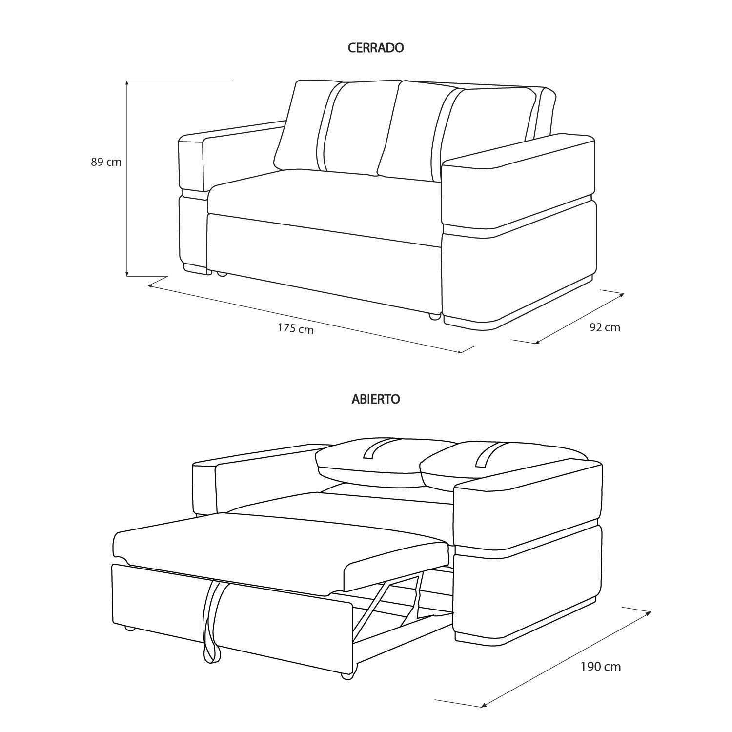 Sofá Cama Dior Eurolino Blanco, Champaña Brazo Desmontable