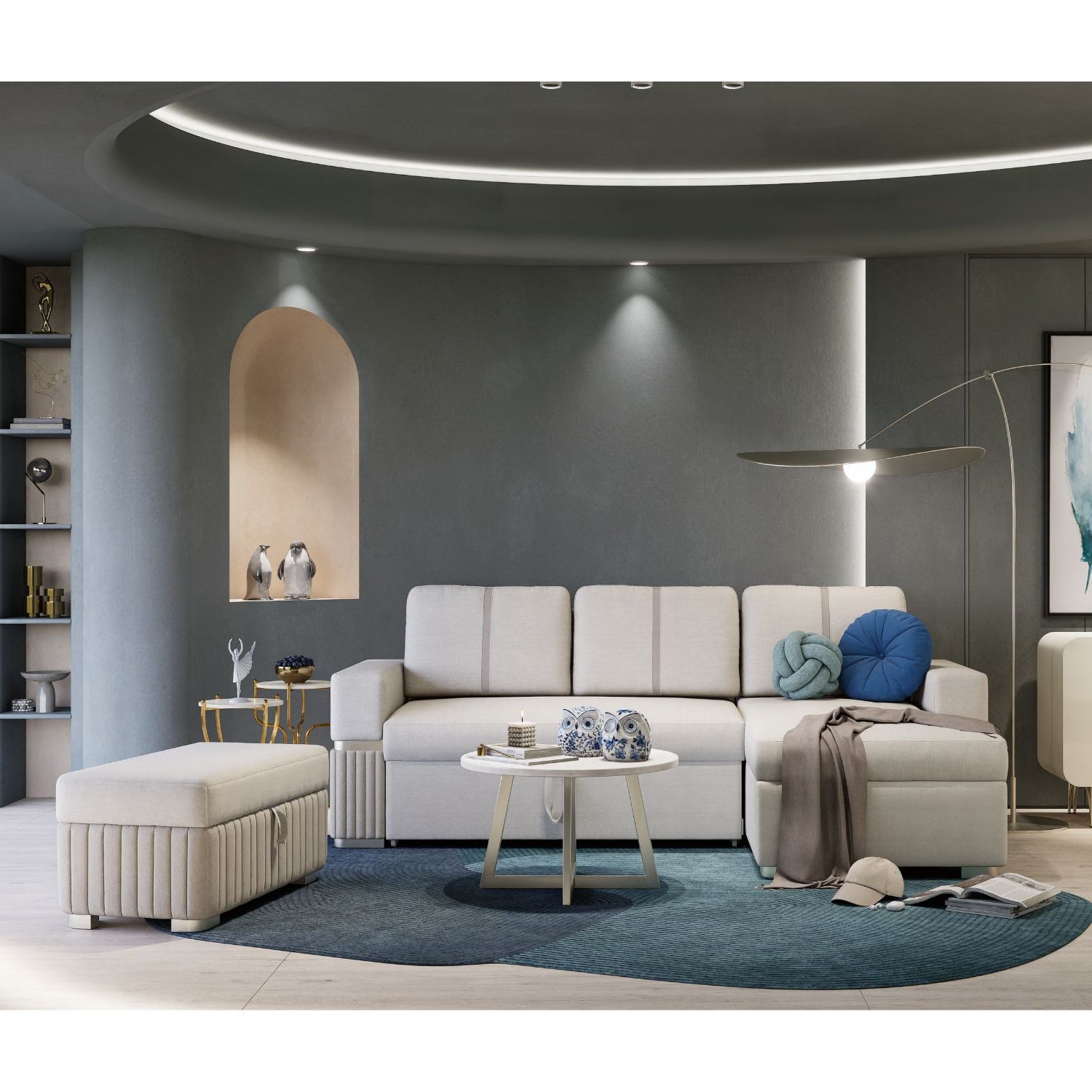 Sala Cama Dior Eurolino Blanco, Champaña Lado Der 2M Brazo Desmontable