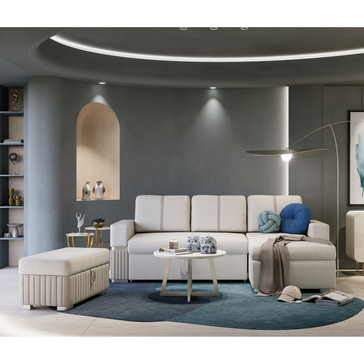 Sala Cama Dior Eurolino Blanco, Champaña Lado Der 2M Brazo Desmontable