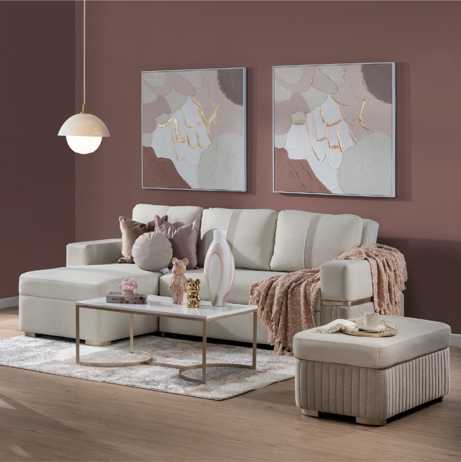 Sala Cama Dior Eurolino Blanco, Champaña Lado Izq Brazo Desmontable