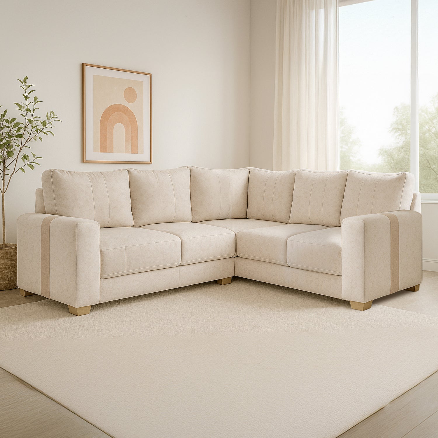 Sala Rinconera Mark Lino Idilio Beige, Taupe y Champaña Brazo Desmontable