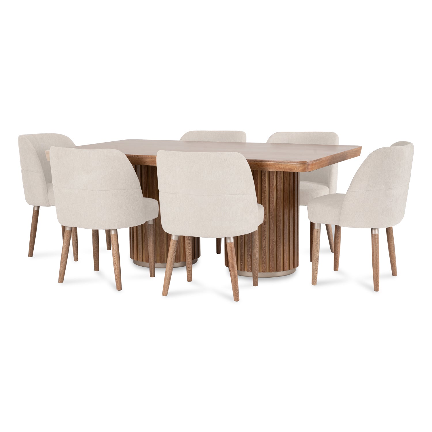 Comedor 6 Puestos Nicole Velvet Impetu Beige, Natural