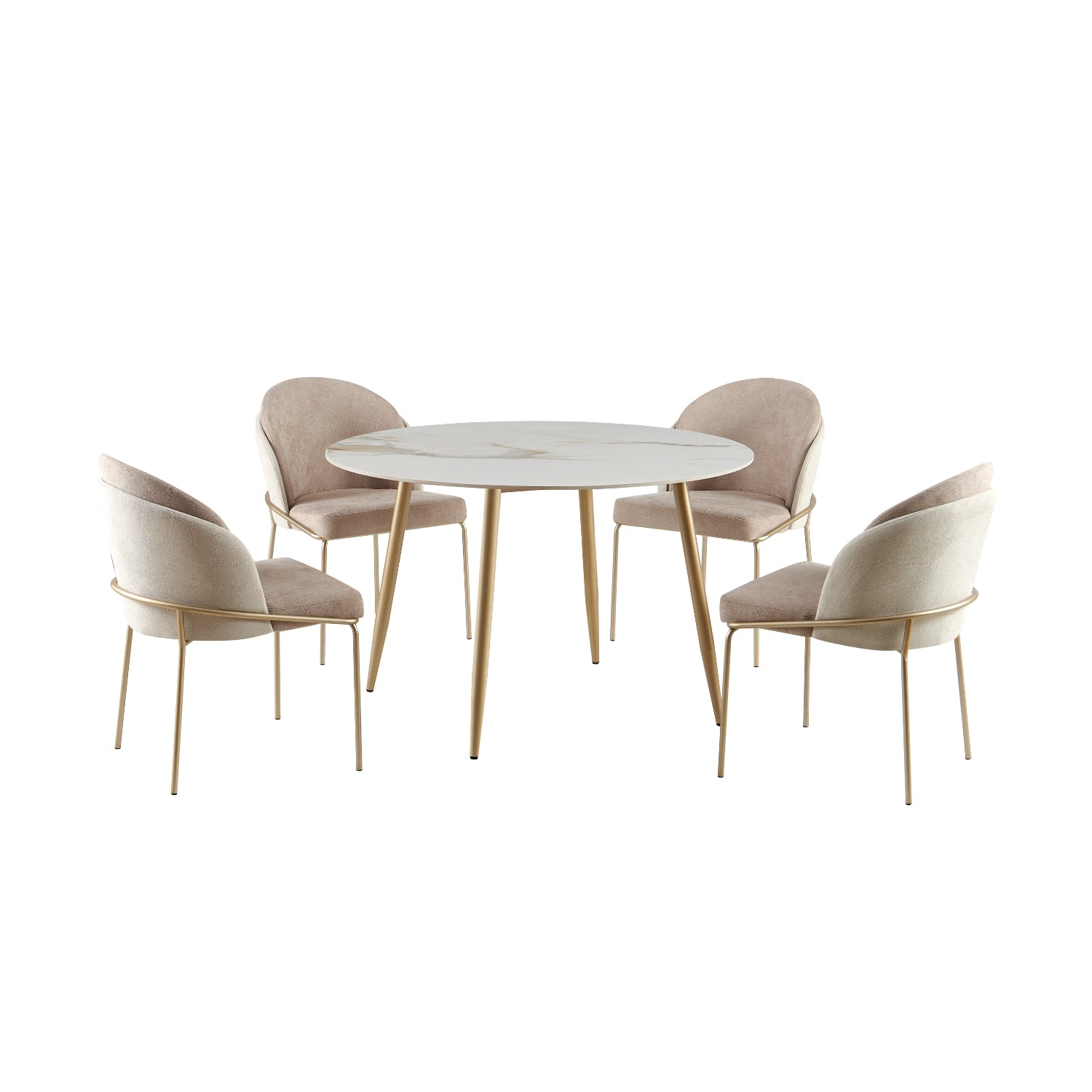 Comedor 4 Puestos Quina Beige, Champaña