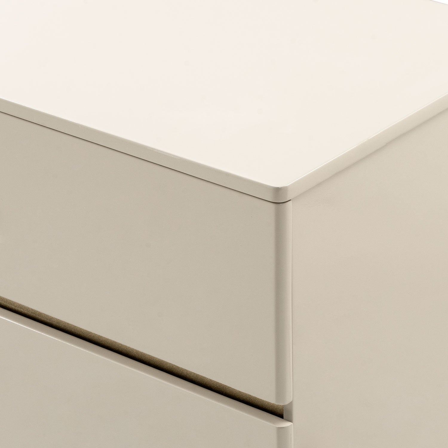 Mesa de Noche Harrison Greige, Champaña 2 Gavetas Base Metálica