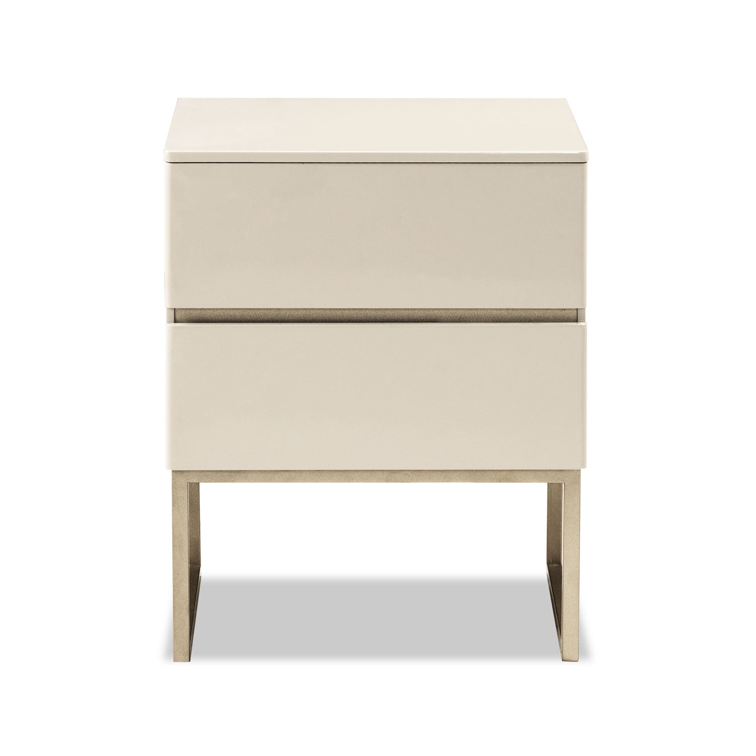 Mesa de Noche Harrison Greige, Champaña 2 Gavetas Base Metálica