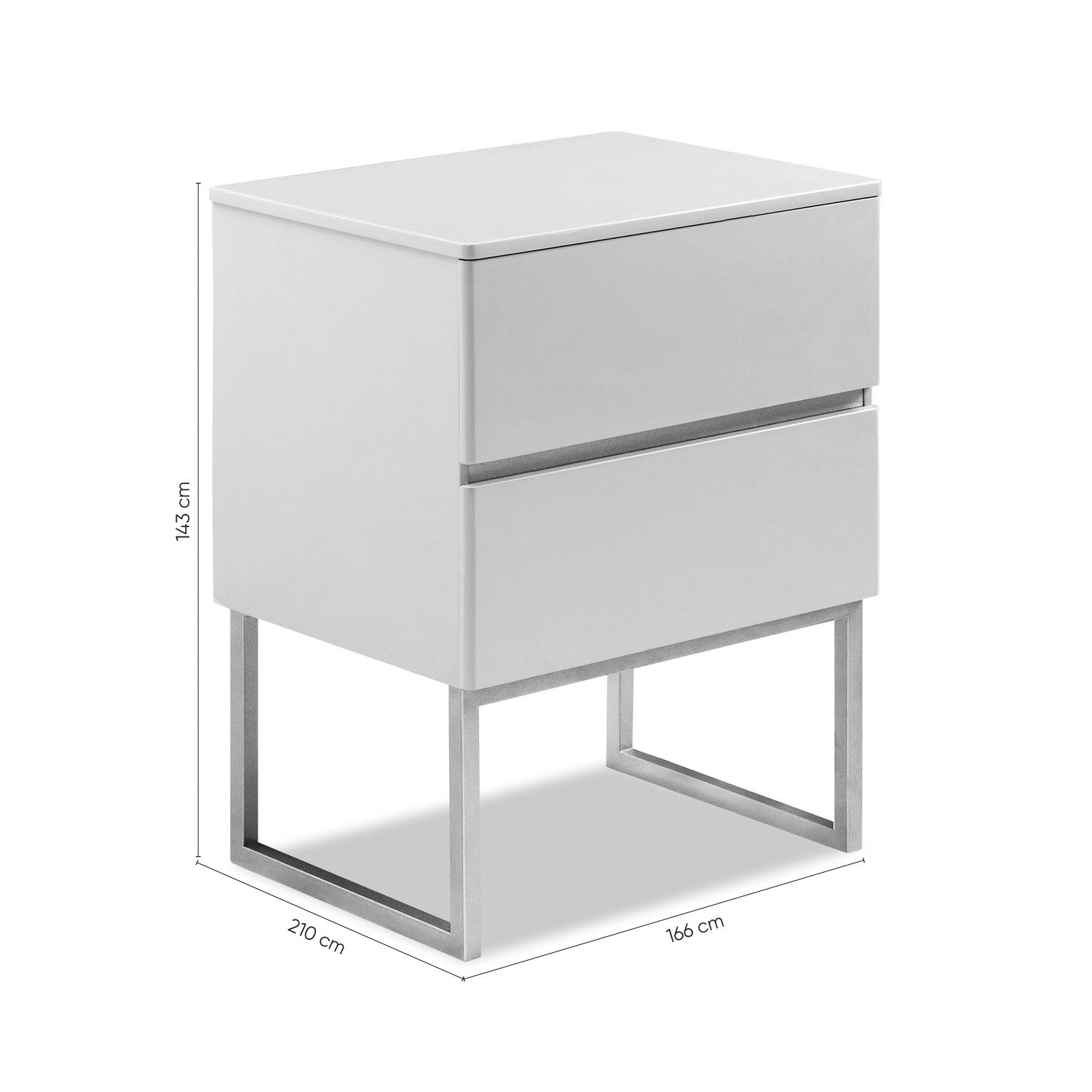 Mesa de Noche Harrison Greige, Champaña 2 Gavetas Base Metálica