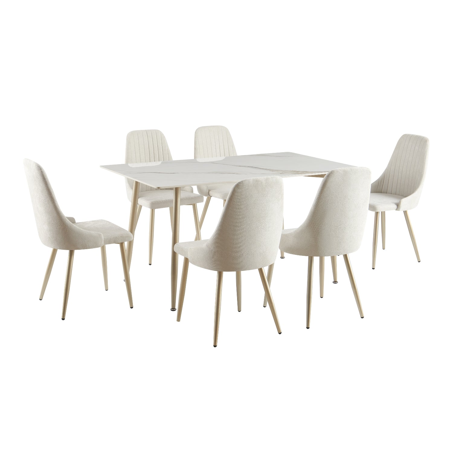 Comedor 6 Puestos Ziu Beige, Champaña