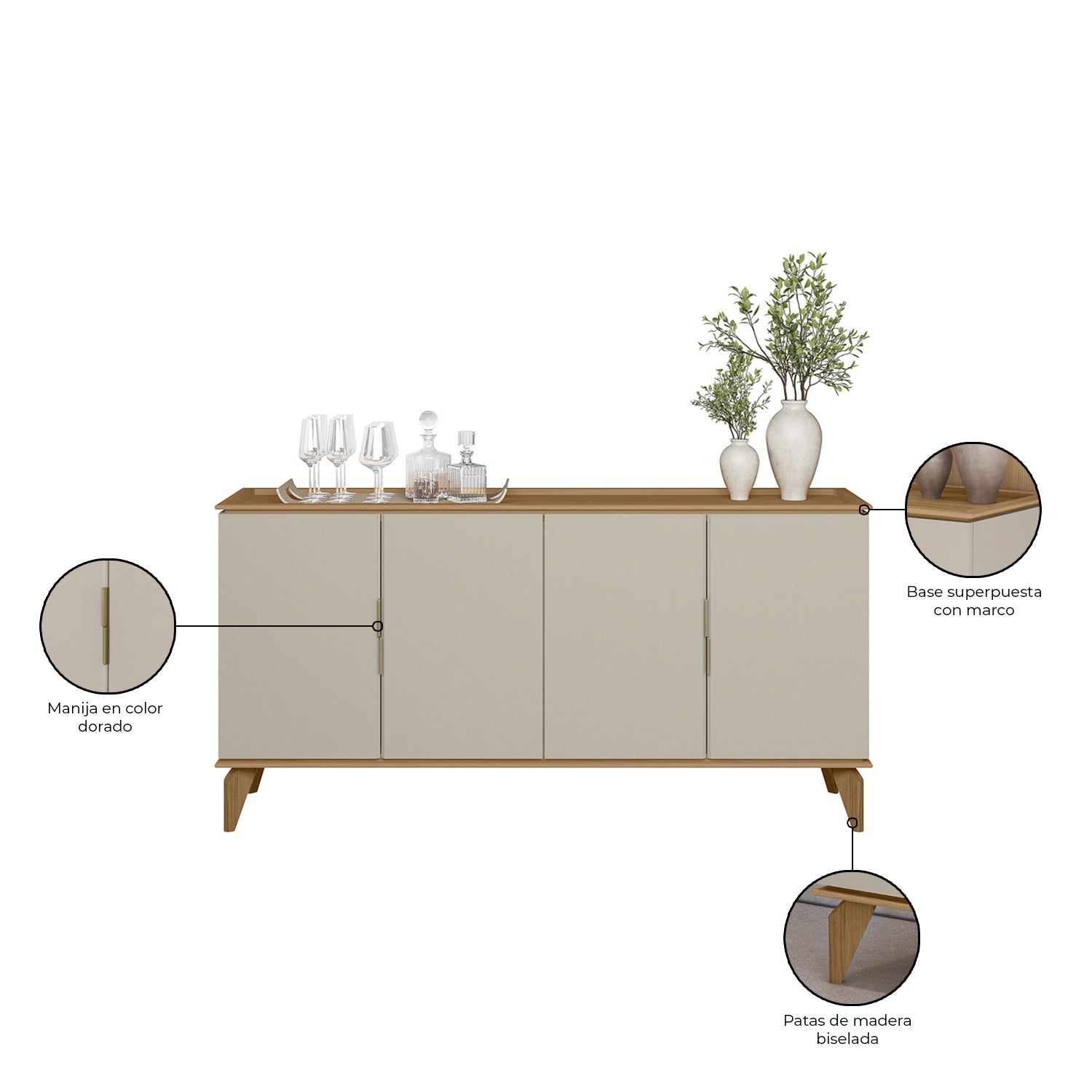 Bifé Viena  Natural, Off White 160X89X42