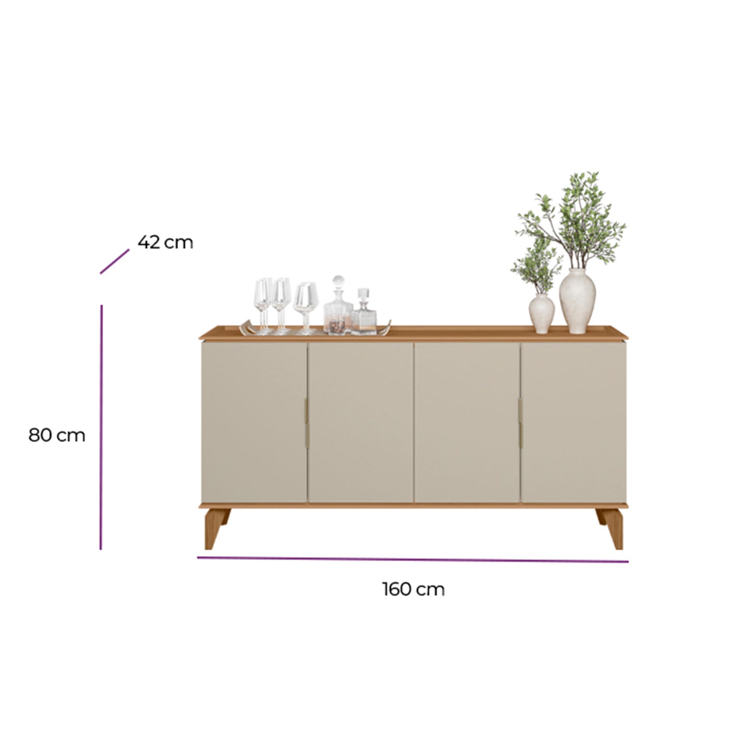 Bifé Viena  Natural, Off White 160X89X42