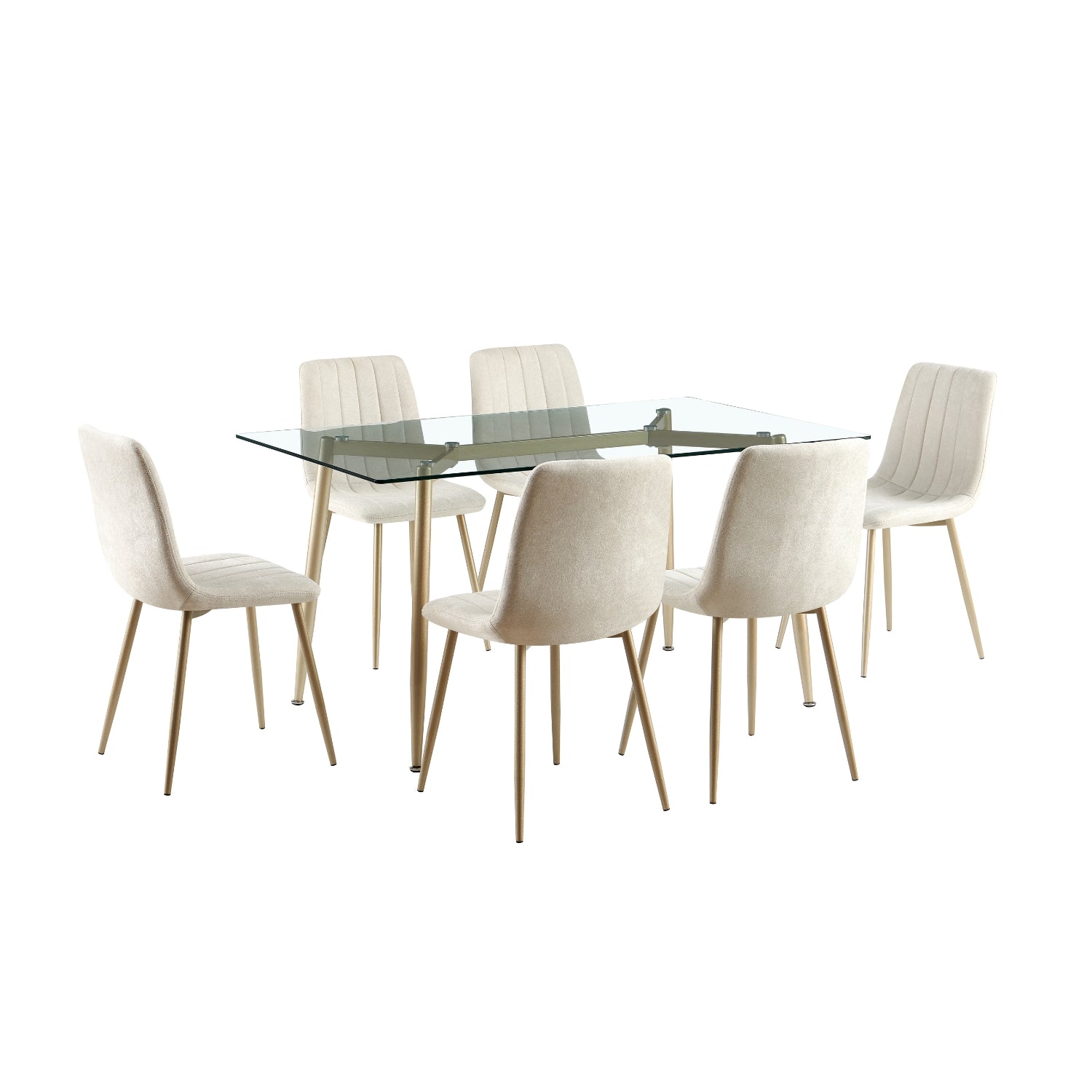Comedor 6 Puestos Hodson Beige, Champaña