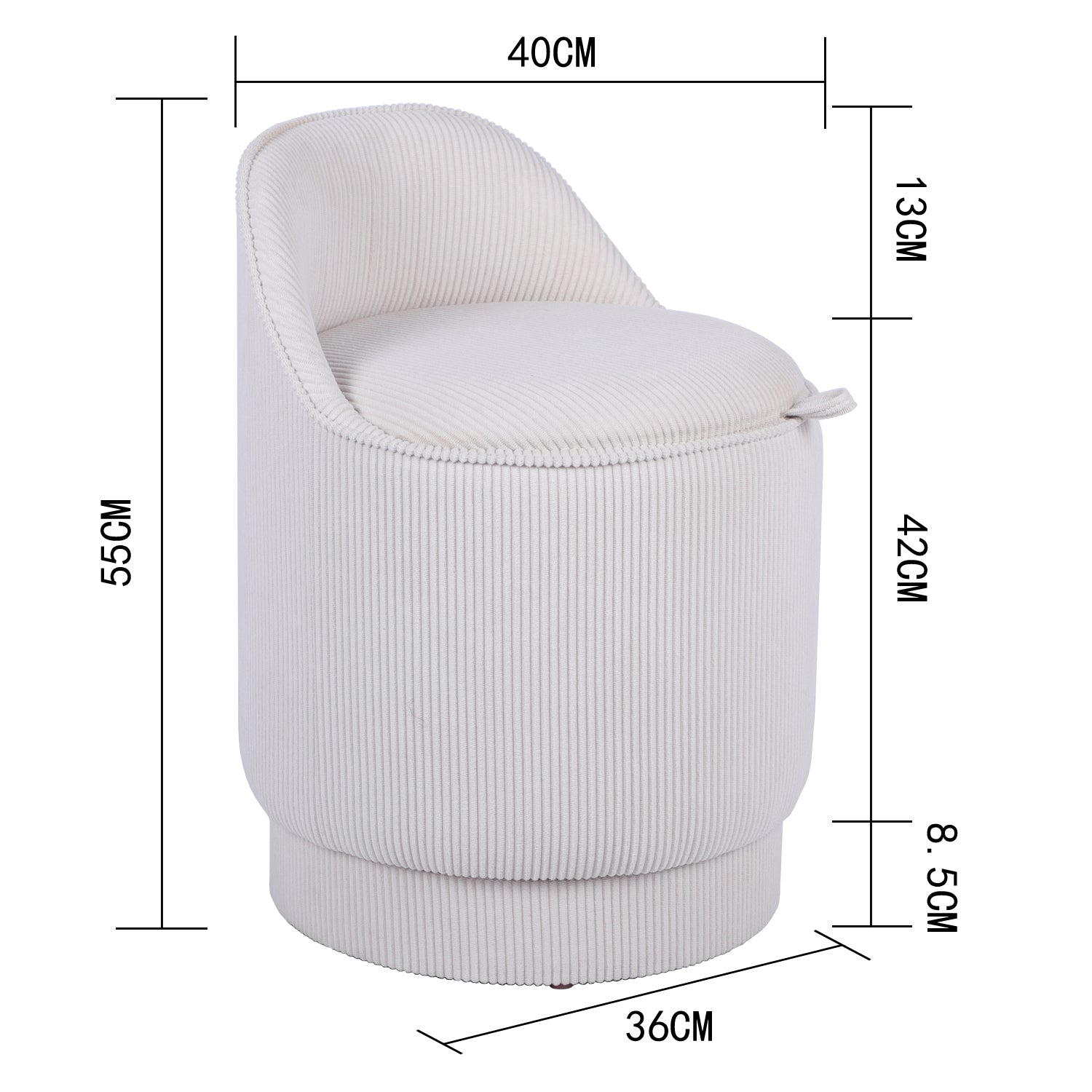 Puff Dinamarca  Crema 40X40X55