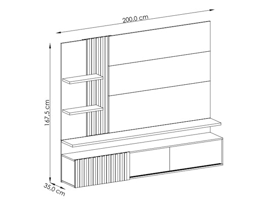 Panel de Tv Bruno 200X167X35.5 Off White, Marmol